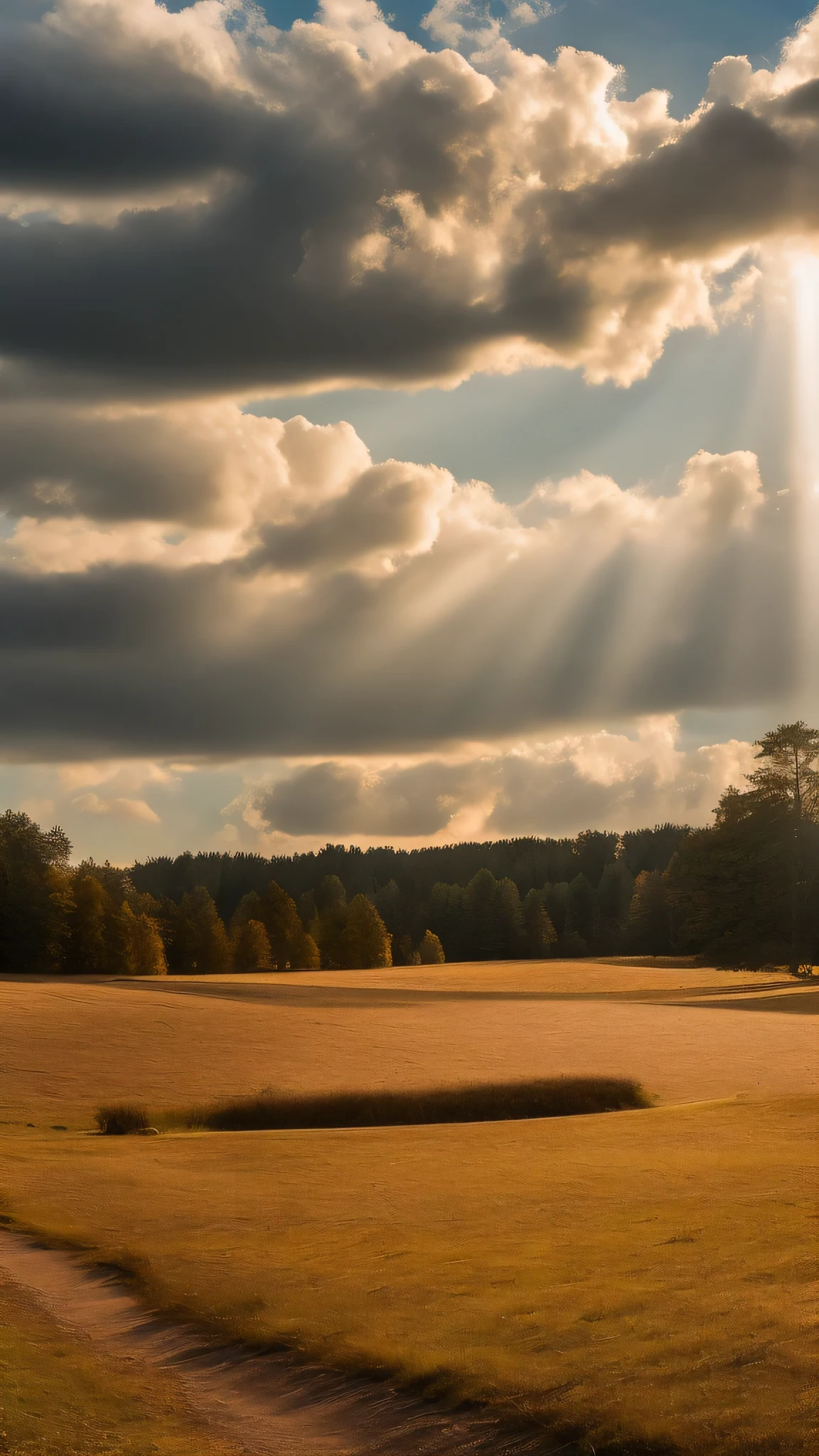 Fall season in southern Georgia, large clouds, mid day sky, hot weather, HD detail, hyper detail, film look, soft light, deep field focus bokeh, ray tracing, 8K cinematic mobile wallpaper, make look like was shot using a Canon 90D camera with 24mm lens pointed to the sky with lens sun flare