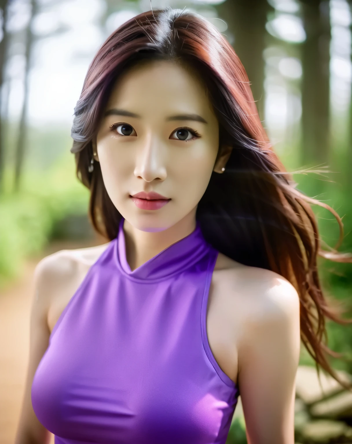 arafed woman with long hair and a purple top posing for a picture, 🤤 girl portrait, xision wu, realistic. cheng yi, korean girl, sakimichan, wenfei ye, young asian girl, captured on canon eos r 6, heonhwa choe, a young asian woman, jaeyeon nam, xintong chen, asian girl