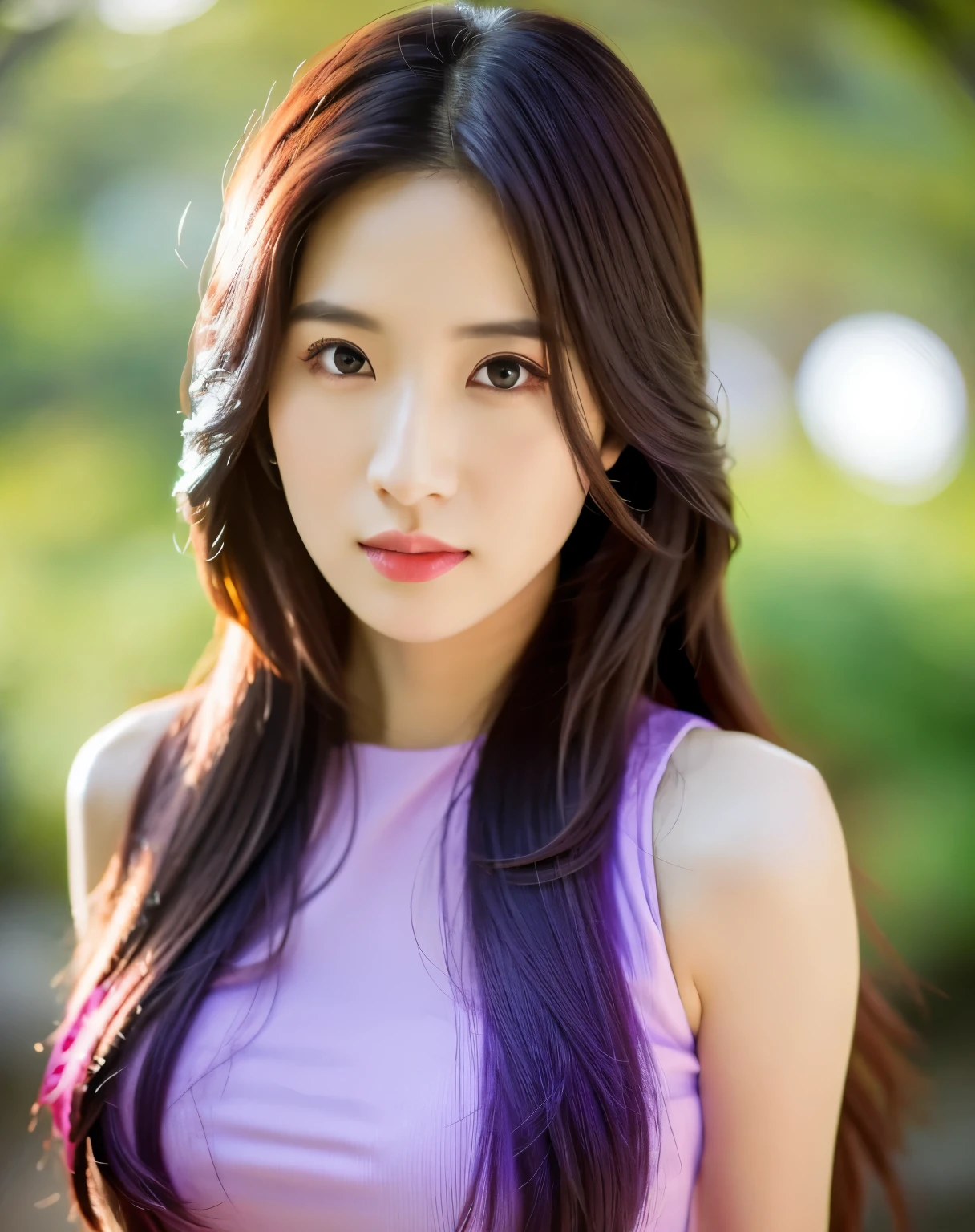 arafed woman with long hair and a purple top posing for a picture, 🤤 girl portrait, xision wu, realistic. cheng yi, korean girl, sakimichan, wenfei ye, young asian girl, captured on canon eos r 6, heonhwa choe, a young asian woman, jaeyeon nam, xintong chen, asian girl