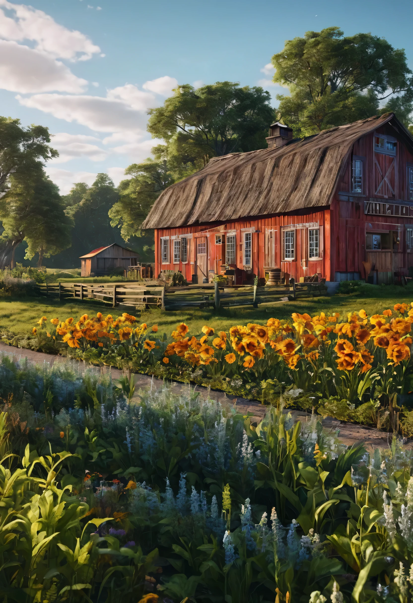 create an image demonstrating the style of ((country)) style, hyper realism, 8k high definition, vibrant colors, sharp focus, insanely detailed