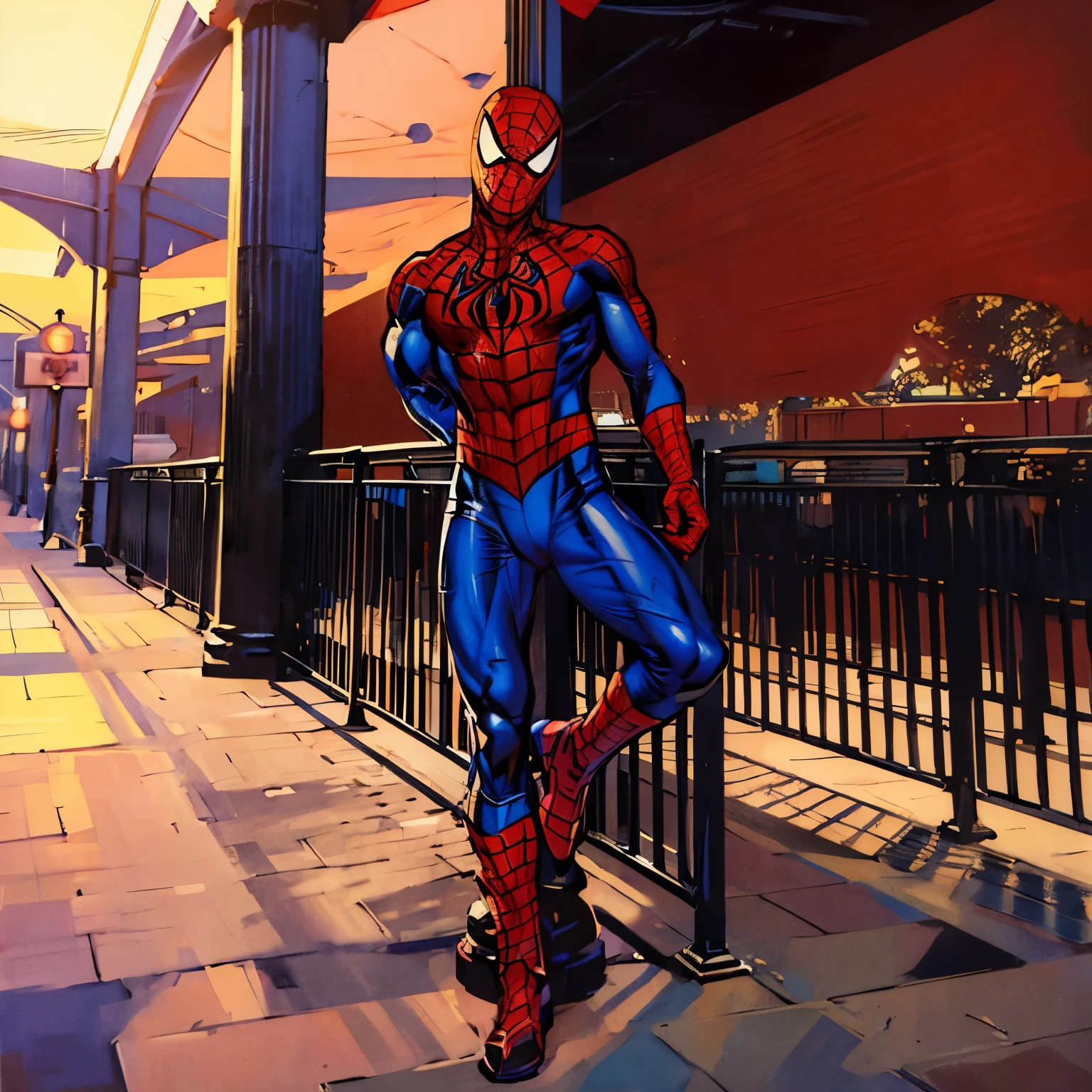 (best quality,4k,8k,highres,masterpiece:1.2),ultra-detailed,(realistic,photorealistic,photo-realistic:1.37),spider-man,amazing,spider-man posing for a photo,portrait,superhero,red and blue color scheme,vivid colors,dynamic lighting,cityscape background,web-slinging,action-packed,mask,buildings skyline,half-body shot,heroic pose,web-shooters,photo for Instagram