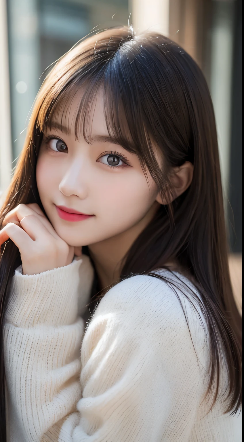 table top, highest quality, shape, Super detailed, finely, High resolution, 8k wallpaper, 完璧なダイナミックな構shape, beautiful and detailed eyes, luxury mink coat（long sleeve dresium hair, small breasts, natural color lip, random sexy pose,smile,big city、20 year old girl、midnight、beautiful and detailed face、perfect and beautiful face,Big eyes、real photos（best image quality）