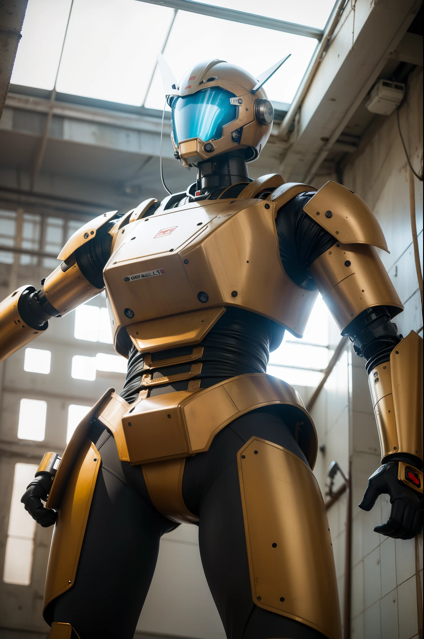 Huge old mecha factory,A huge abandoned mecha with only its upper body was abandoned in an empty corner.,Rust mottled,weeds,Stump and broken arm,Broken shell,露出内部complicated机械装置,close up,Sunlight shines on the fuselage through the skylight,Tyndall effect,Realistic ray tracing,True light reflection,8k,Super fine,Super realistic,Super detailed,complicated,precise,masterpiece