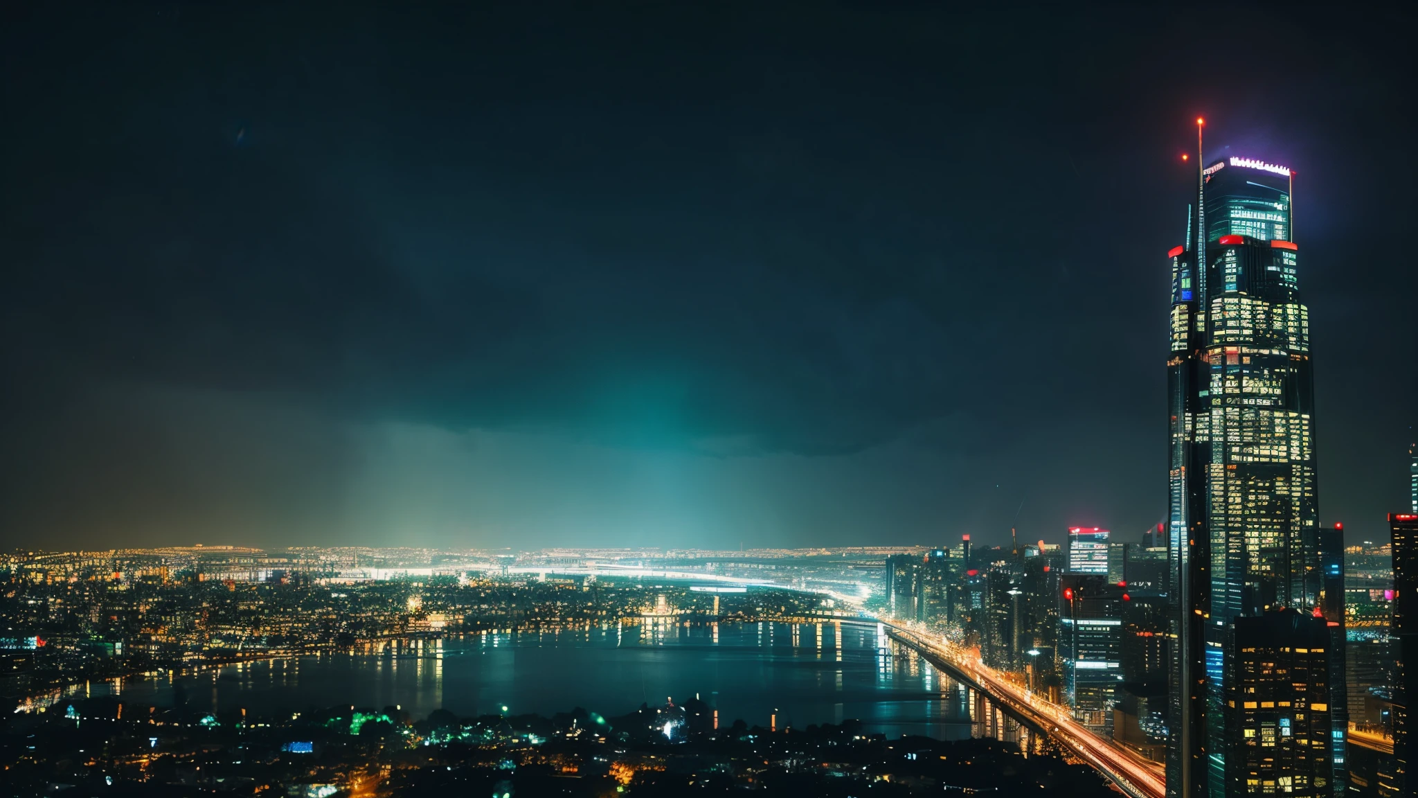 rain night city landscape
