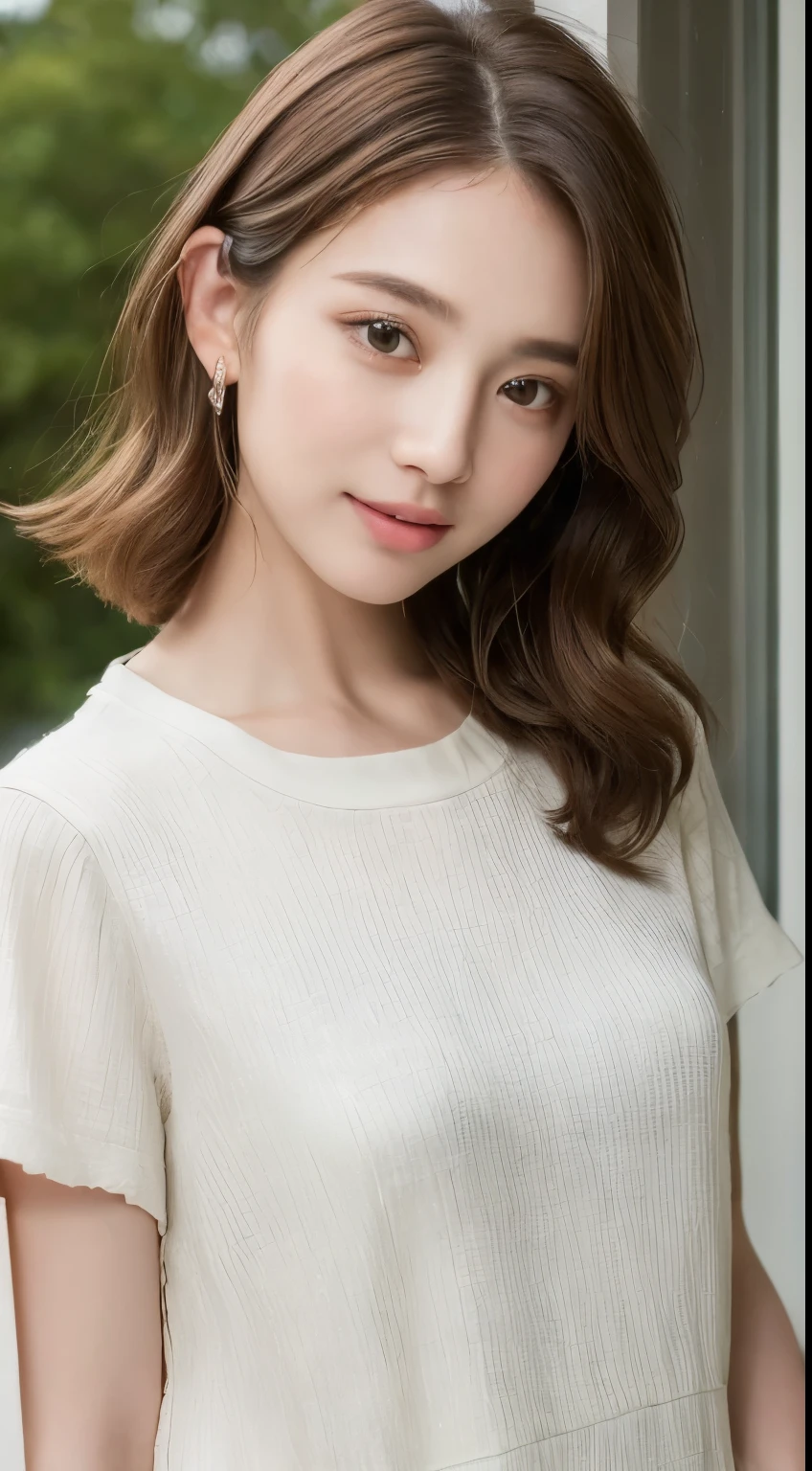 ((highest quality、8k、masterpiece:1.3))、1 girl、18-year-old, (casual hairstyles、very short hair)、interior、super detail face、delicate eyes、double eyelid、laughter、Highly detailed upper body、Highly detailed lower body、(full body photo)、Spring 2024, Tokyo,  Clothes that are popular in spring,  The background is Shibuya