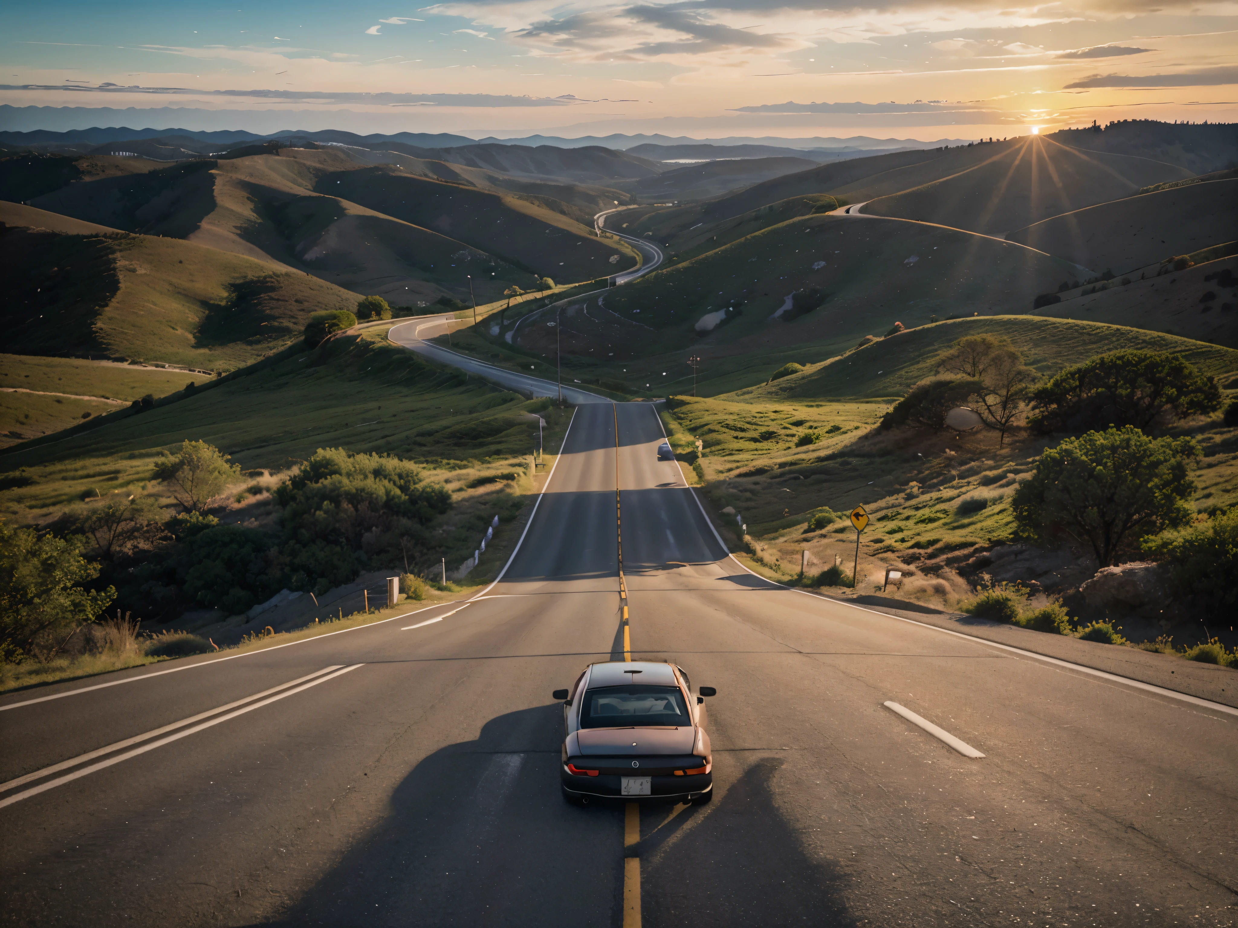 "Imagine embarking on a road trip through winding highways and vast landscapes, where each turn reveals a new vista of breathtaking beauty. As you traverse across miles of open road, capture the essence of the journey through AI-generated artworks that evoke the exhilaration and wonder of traveling by car. From the vibrant hues of sunset-streaked skies to the serene tranquility of winding country roads, let your creativity bring to life the immersive experience of a road trip, inviting viewers to embark on their own visual adventure."