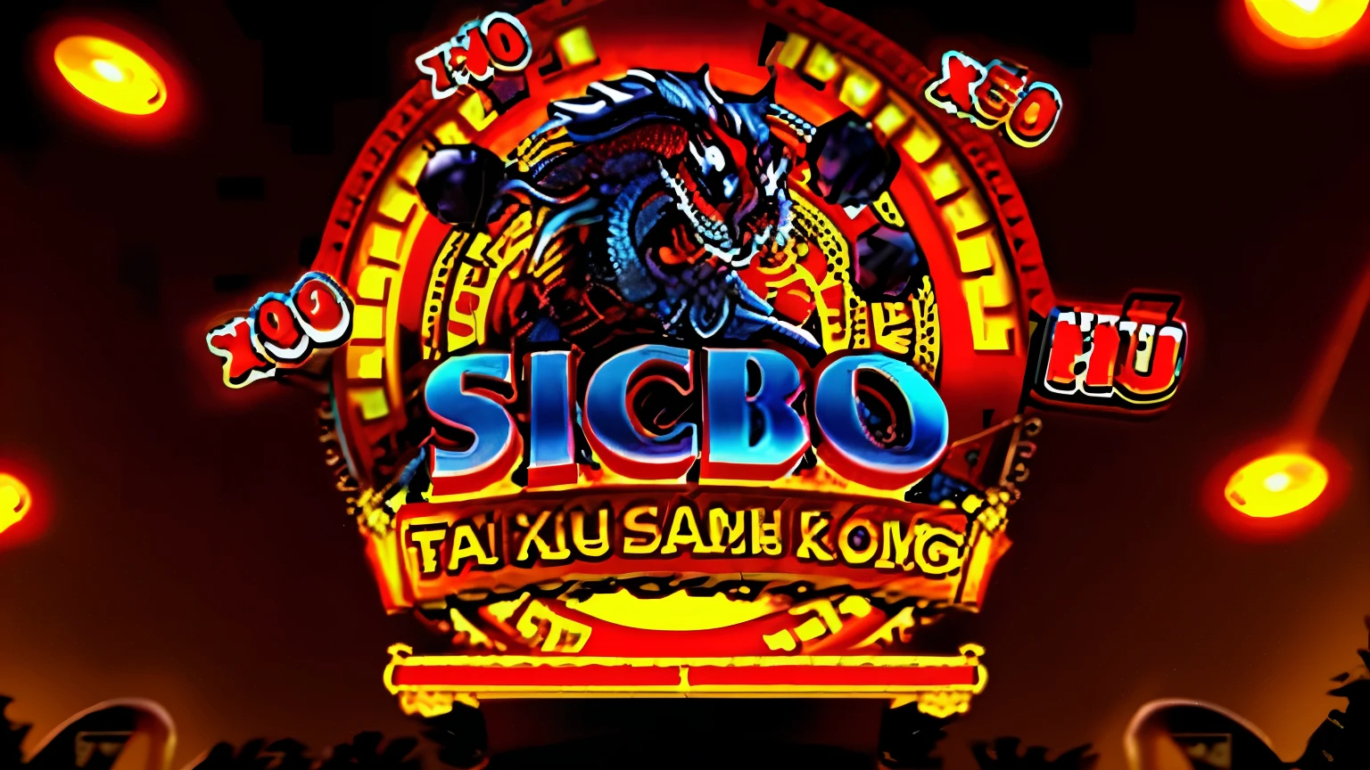 a close up of a casino sign with a dragon and dices, ssao 8 k, game logo, trailer, banner, ngai victo, 8k highly detailed ❤️‍🔥 🔥 💀 🤖 🚀, teaser, - s 1 5 0, switch, sie boob, Wang Chen, image, sbt, game screen, deco, dio