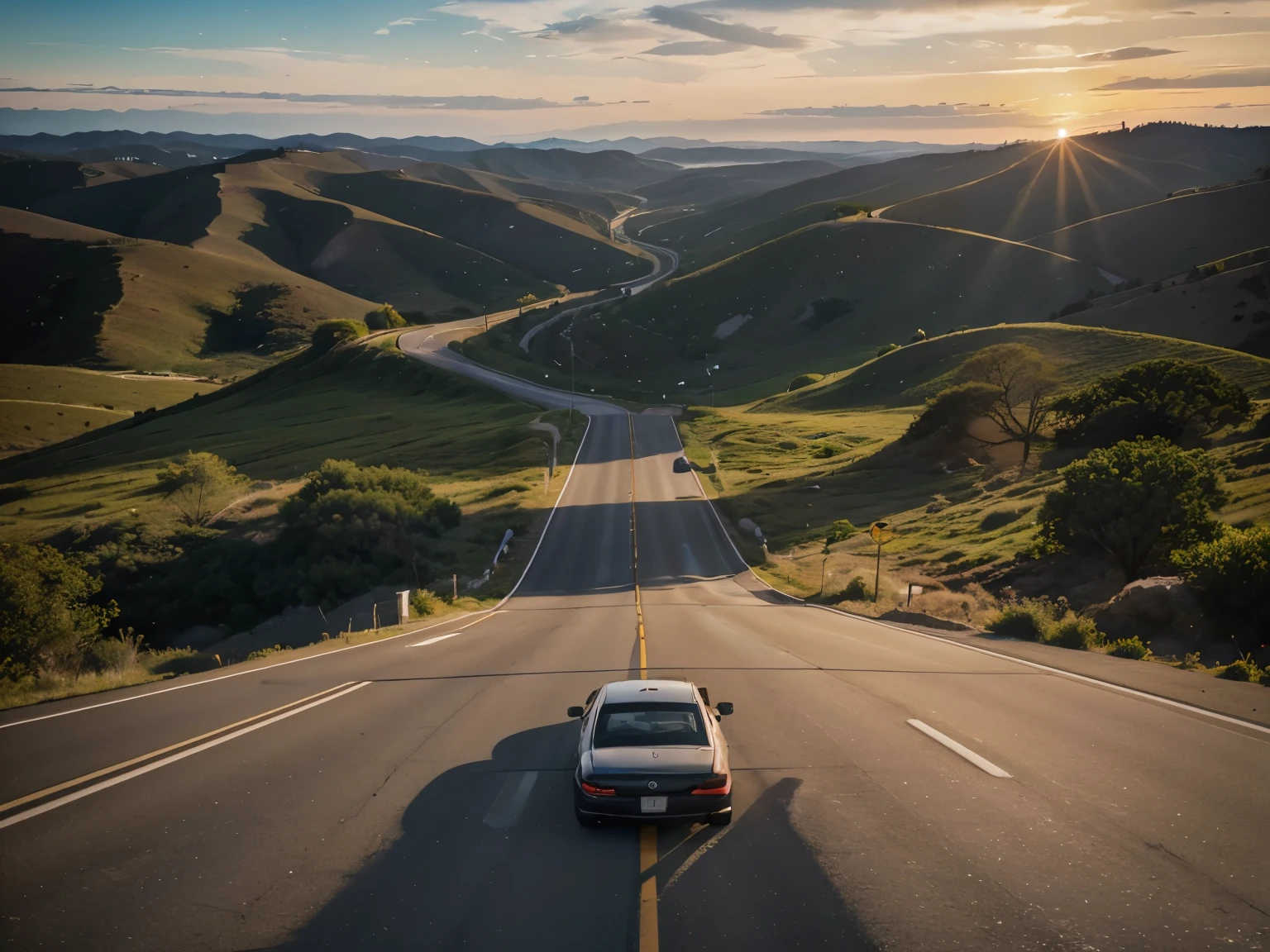 "Imagine embarking on a road trip through winding highways and vast landscapes, where each turn reveals a new vista of breathtaking beauty. As you traverse across miles of open road, capture the essence of the journey through AI-generated artworks that evoke the exhilaration and wonder of traveling by car. From the vibrant hues of sunset-streaked skies to the serene tranquility of winding country roads, let your creativity bring to life the immersive experience of a road trip, inviting viewers to embark on their own visual adventure."