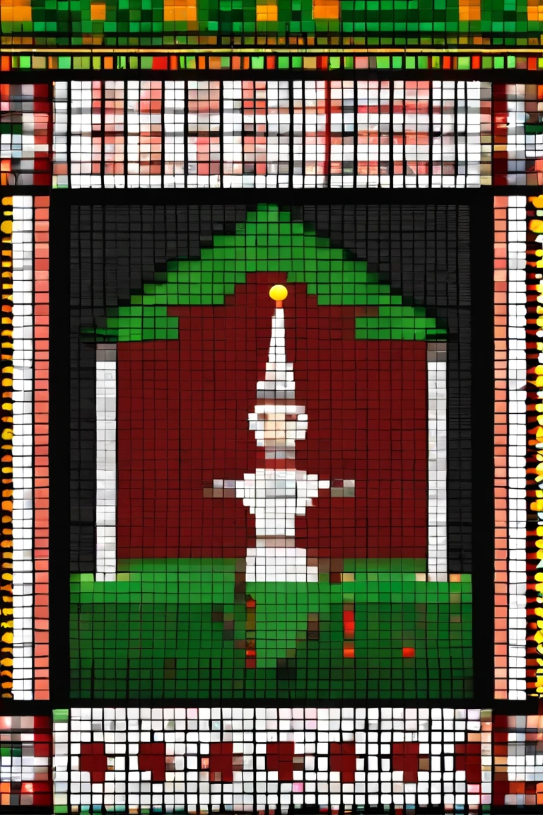 snowman、Pixel art、2color、 使用するcolorは赤緑の2colorのみ、christmas motif、design、Pixel art、40 dots vertically、40 dots horizontally、pixel art
