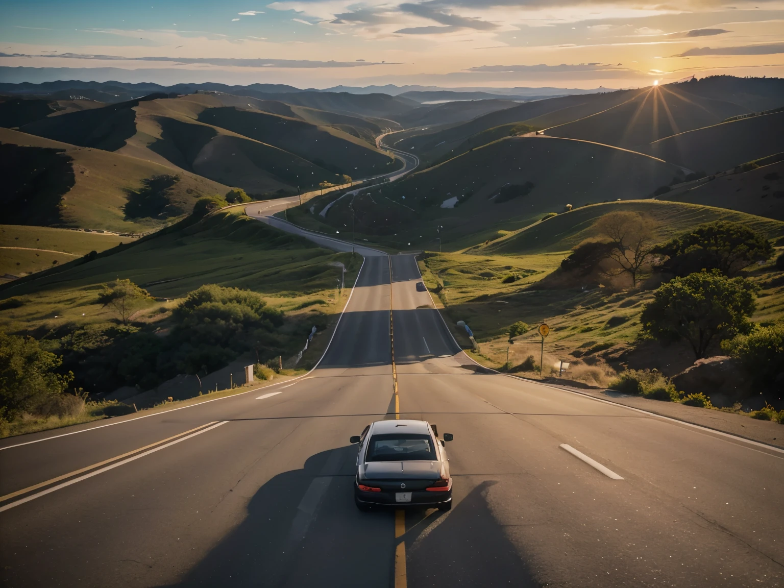 "Imagine embarking on a road trip through winding highways and vast landscapes, where each turn reveals a new vista of breathtaking beauty. As you traverse across miles of open road, capture the essence of the journey through AI-generated artworks that evoke the exhilaration and wonder of traveling by car. From the vibrant hues of sunset-streaked skies to the serene tranquility of winding country roads, let your creativity bring to life the immersive experience of a road trip, inviting viewers to embark on their own visual adventure."