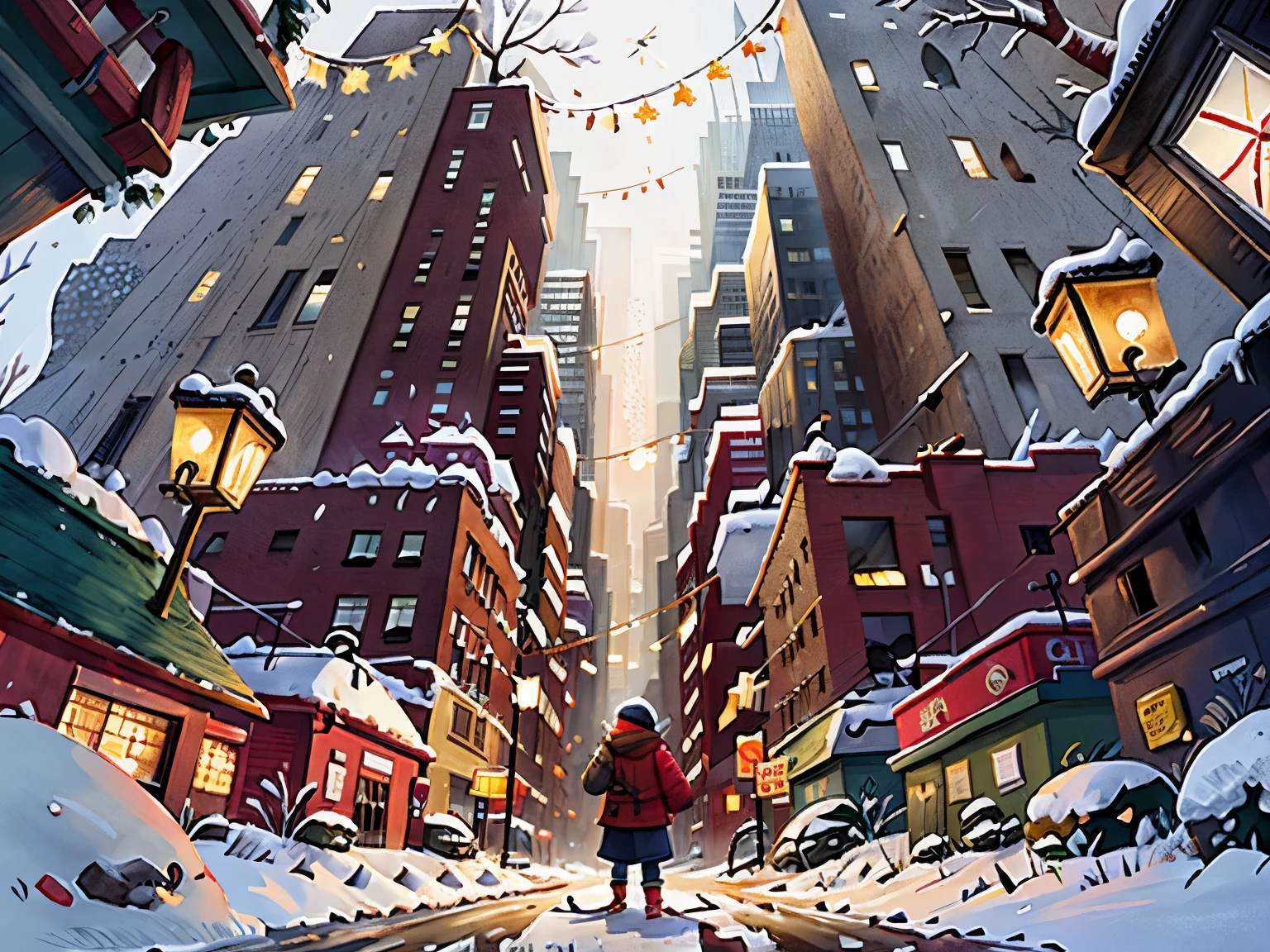 snowing winter,The streets of New York