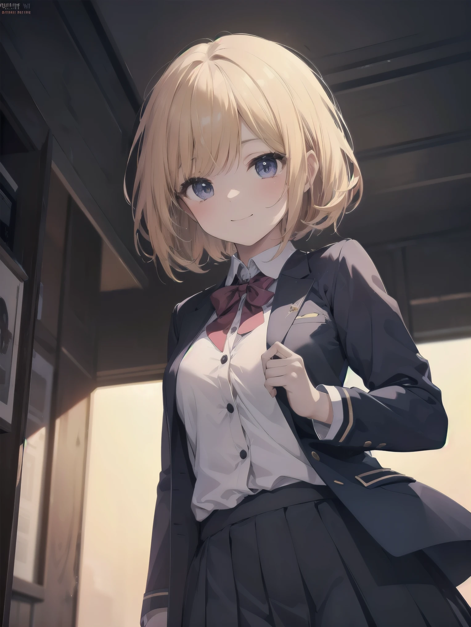 Enhanced dynamic perspective,cute cute beautiful girl,JK uniform,look at me and smile,simple background,works of masters,high quality,4K resolution,super fine,detailed pubic hair,Accurate,cinematic lighting,