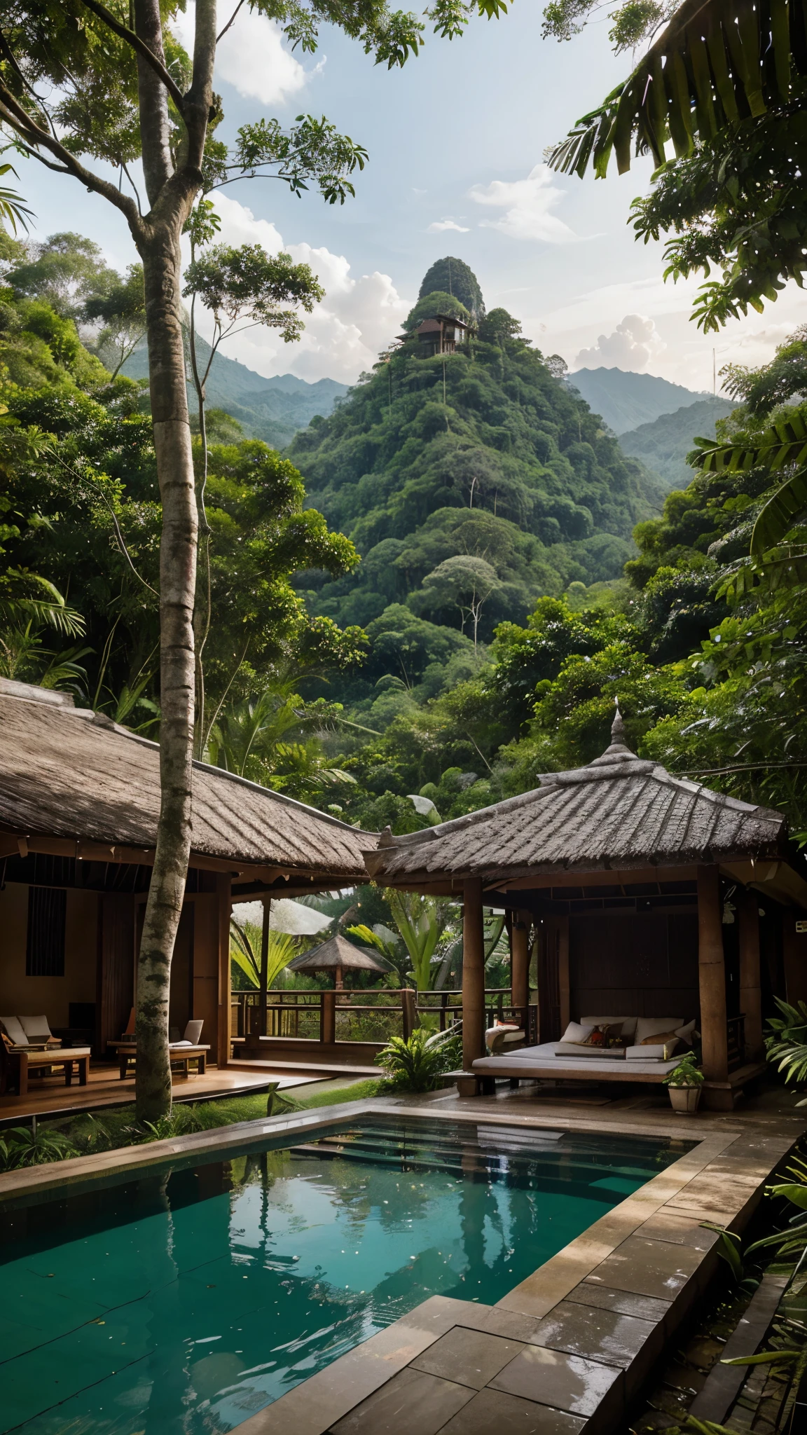 Nestled amid subtropical jungle and bamboo groves in northern Thailand, this hillside spa estate centers around an open-air pavilion, offering rainforest and mountain vistas through its treetop setting.