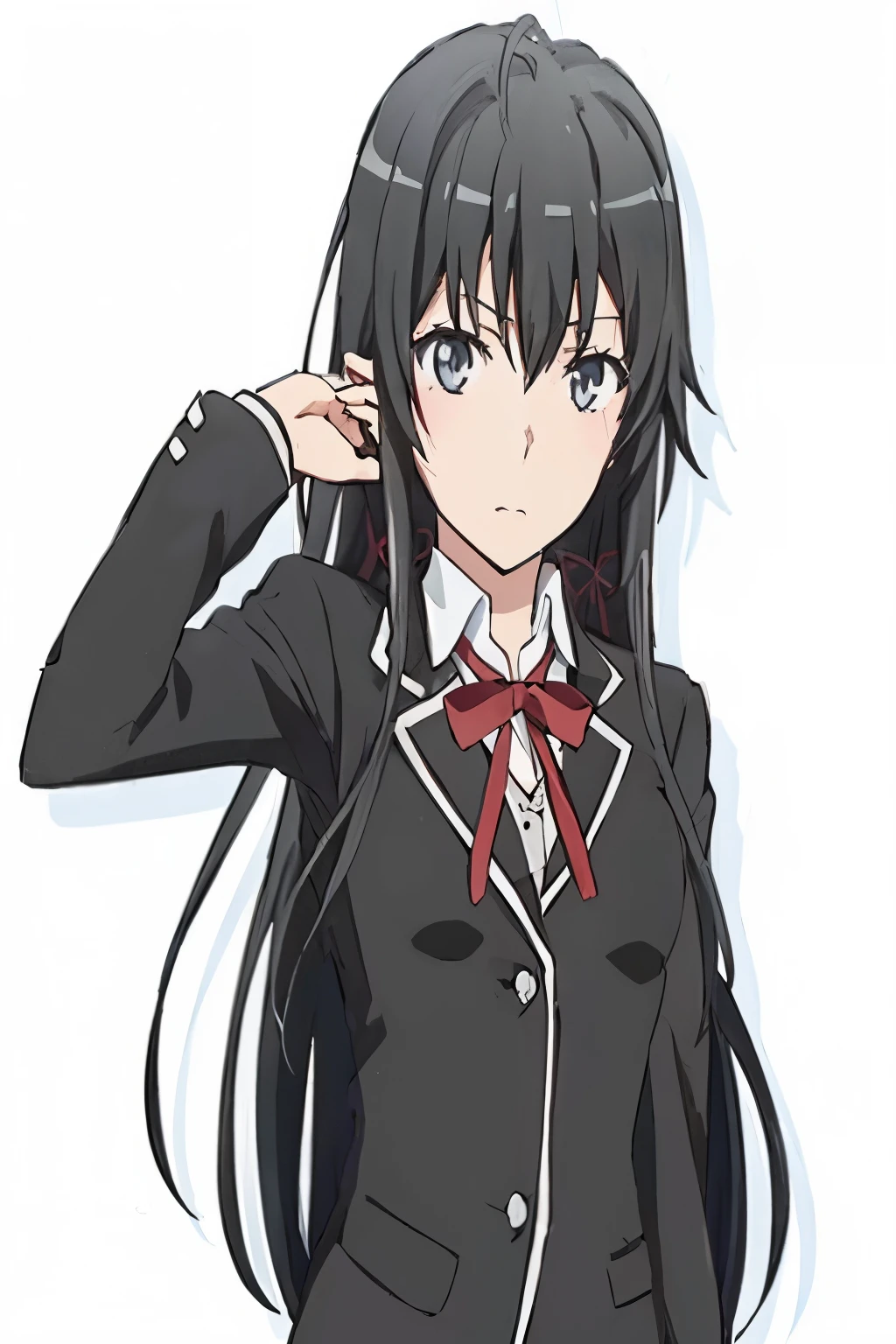 anime girl in a school uniform with long black hair, by Jin Homura, anime visual of a cute girl, anime moe artstyle, sui ishida with black hair, anime portrait of shiina ringo, nagatoro, hana yata, noire, a-1 pictures, ( ( ( yoshinari yoh ) ) ), noire photo, seifuku realistic