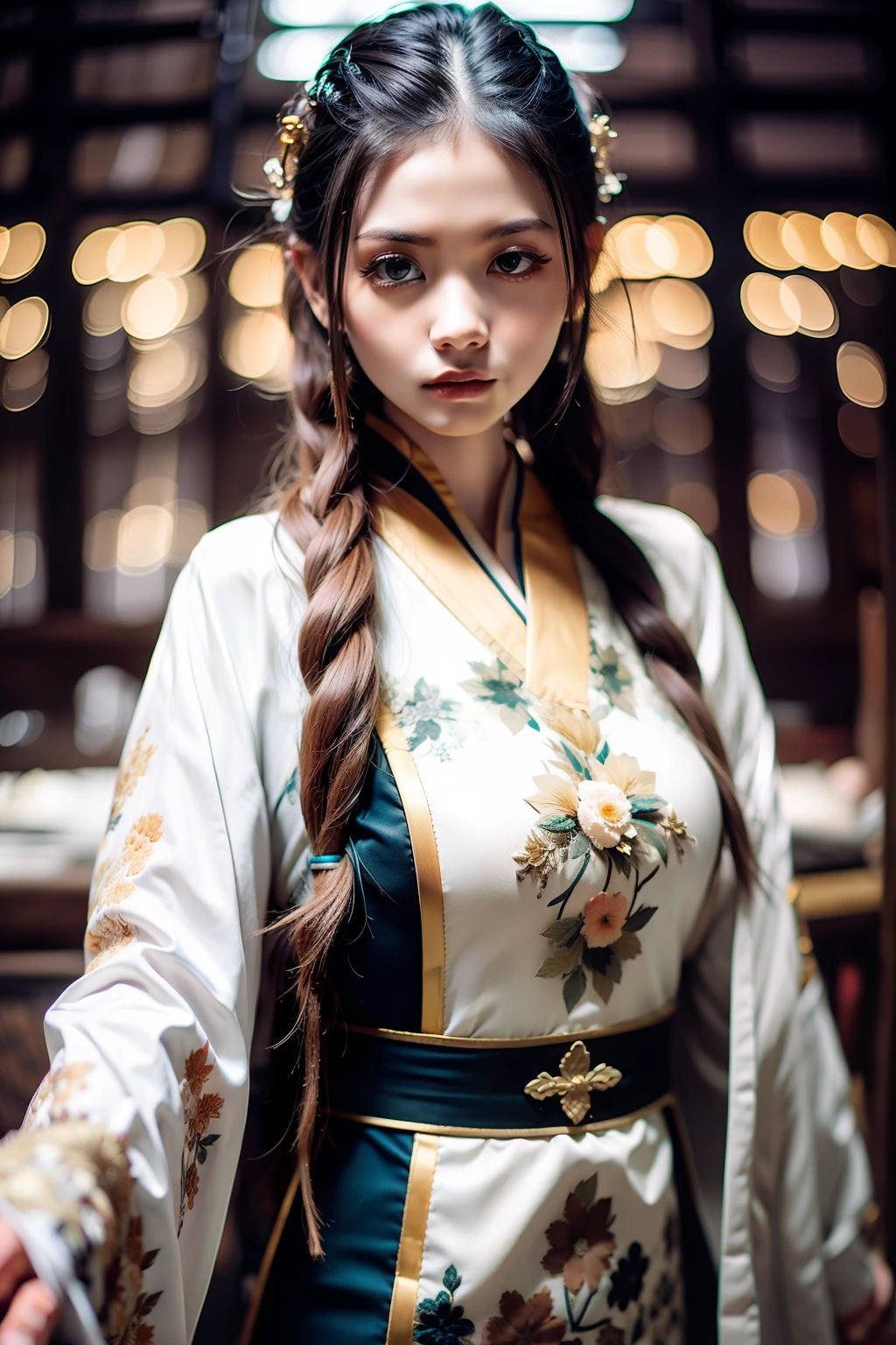 Women and men stand side by side,Chinese costume,chinese garden