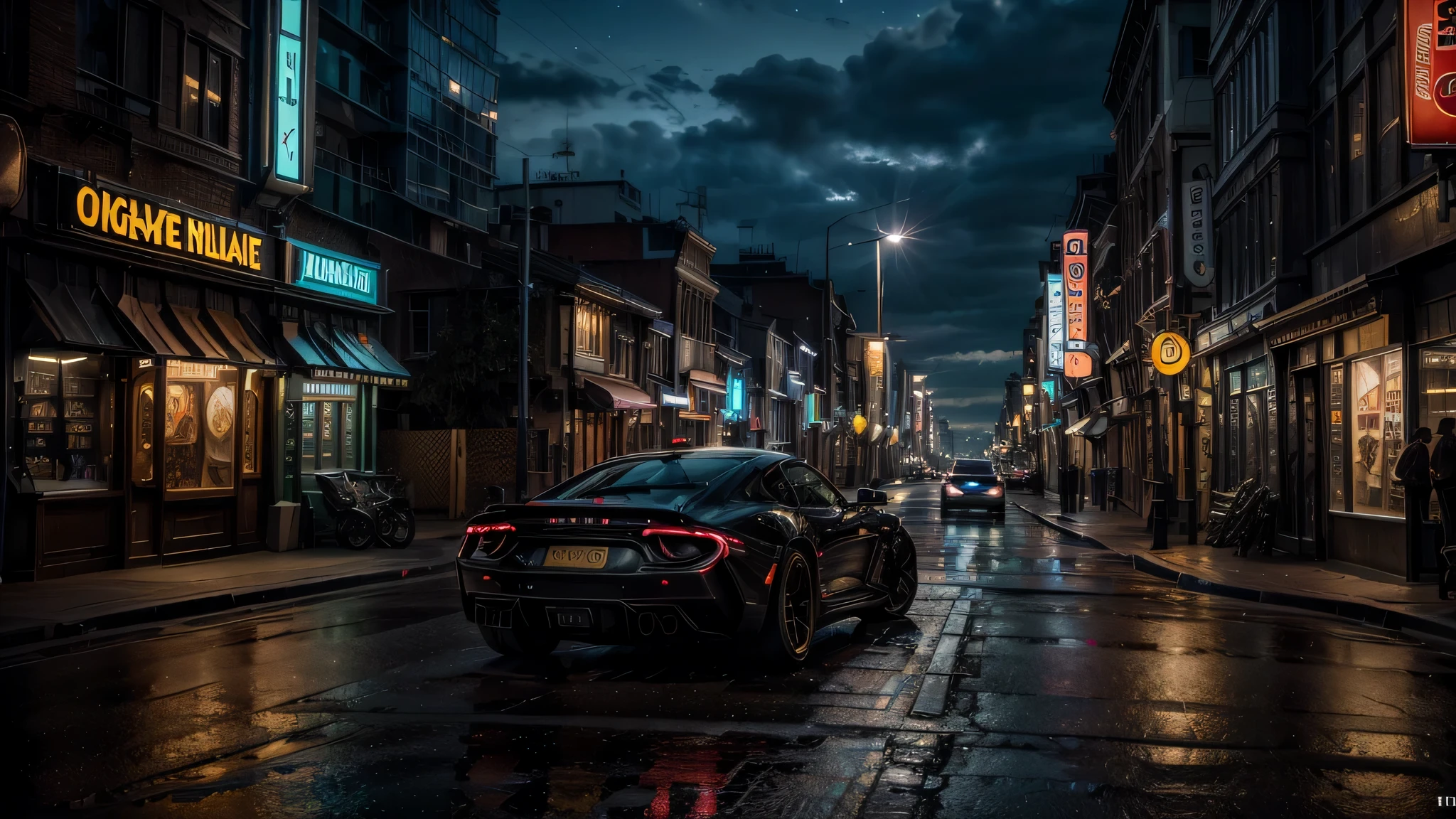 (best quality,4k,8k,highres,masterpiece:1.2),ultra-detailed,realistic,photorealistic:1.37,futuristic urban street, advanced vehicles, night time, futuristic shop, restaurants, tall buildings, vibrant colors, dynamic lighting.