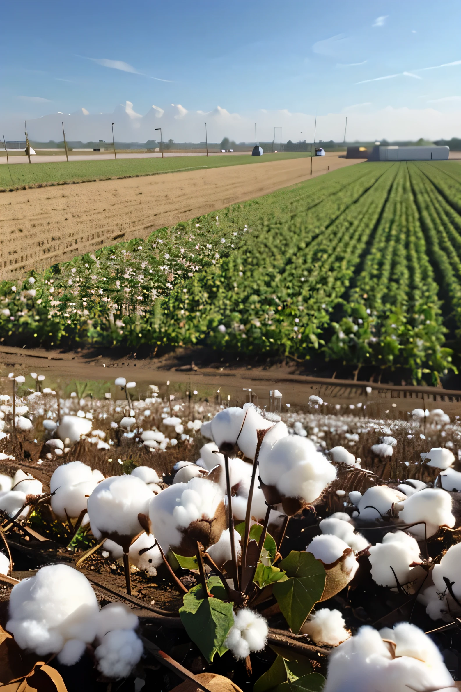 cotton fibre sprout in cotton field, ultra realistic