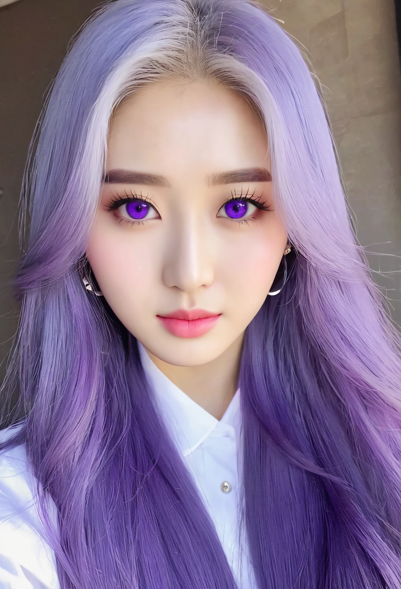 KPOP Idol、long hair、Uyghurs、Beauty、gray hair、purple eyes、