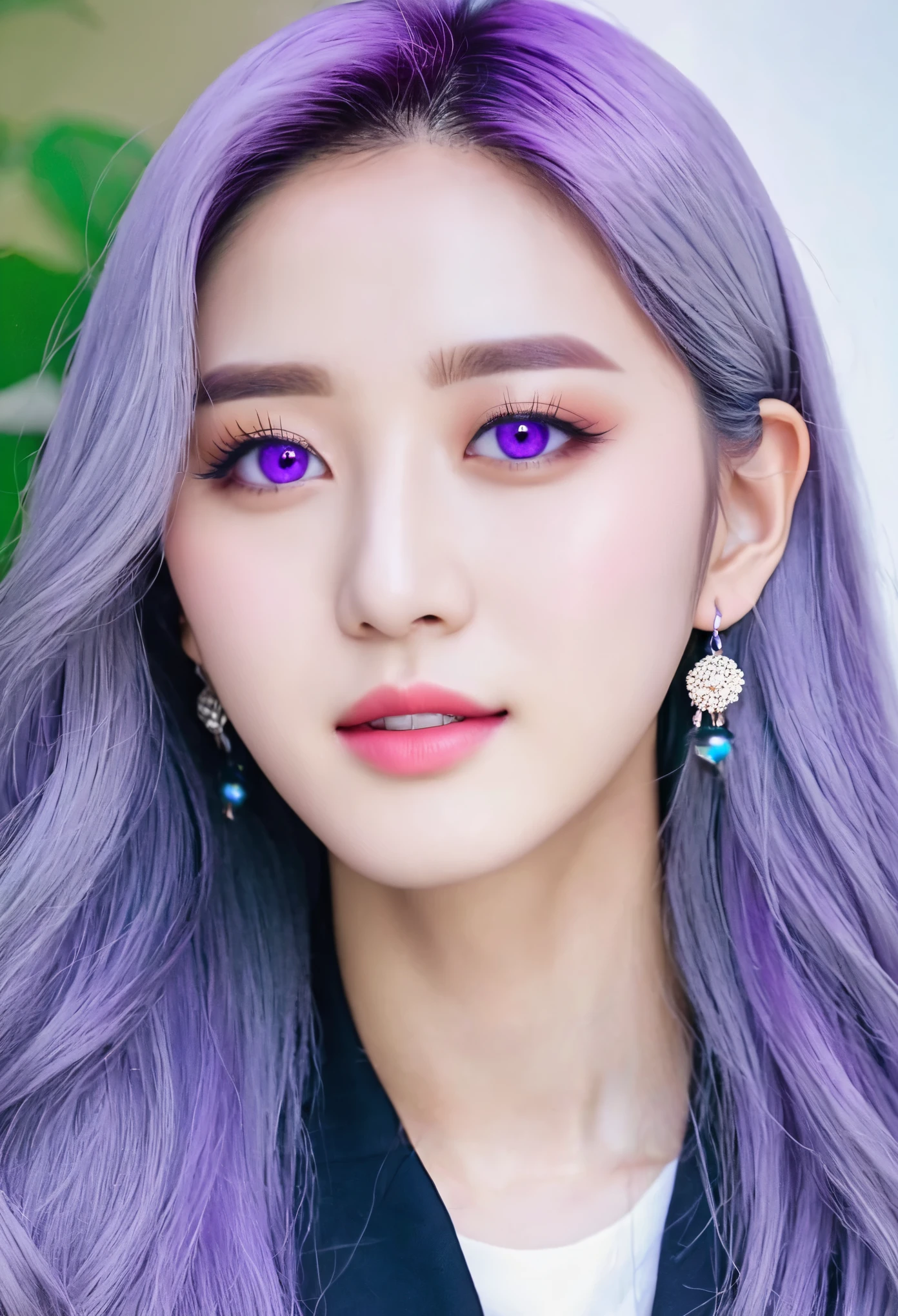 KPOP Idol、long hair、Uyghurs、Beauty、gray hair、purple eyes、