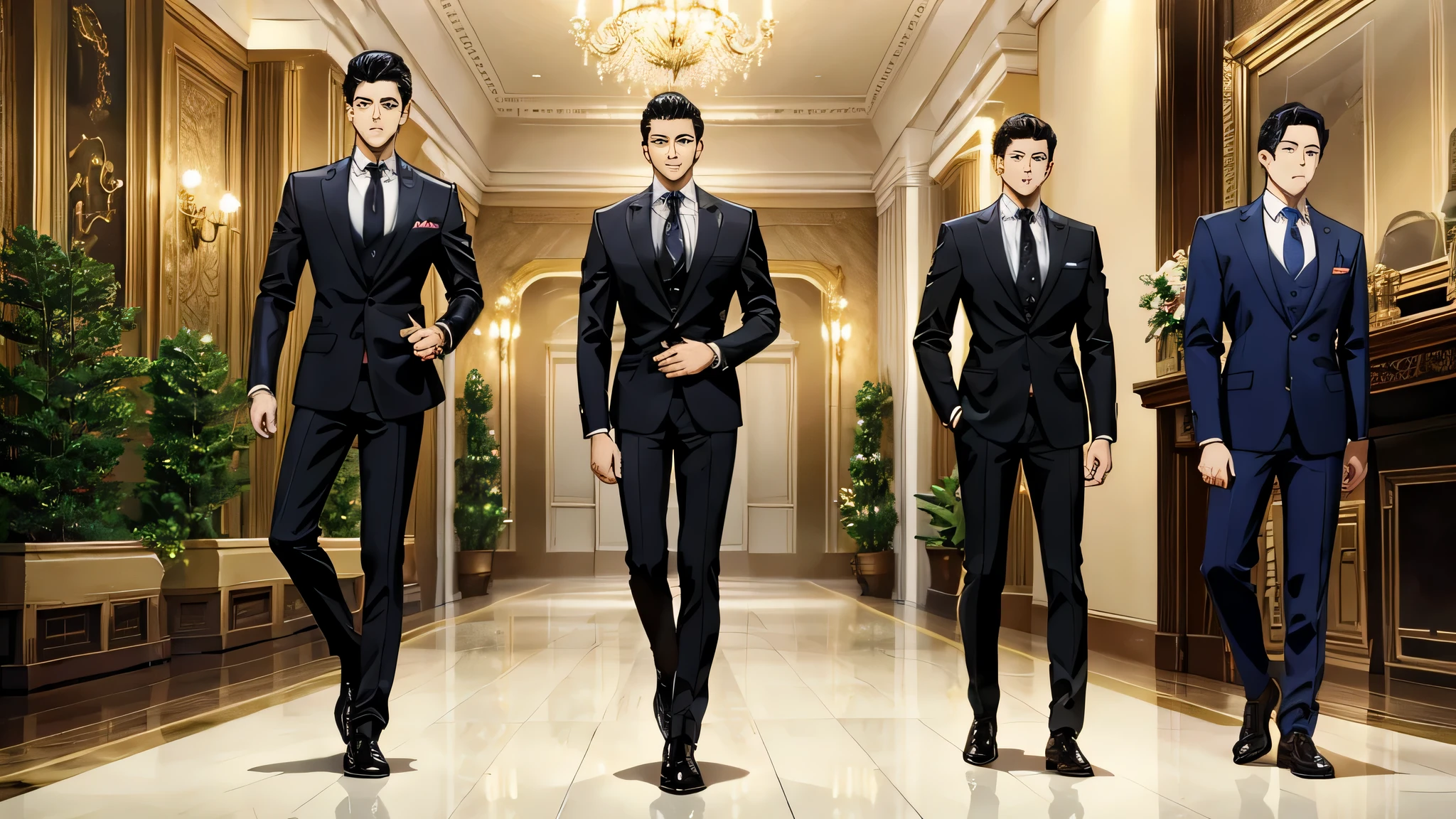 masterpiece,best quality,1boy,stand,panoramic,empty background,suit,tie,leather shoes。