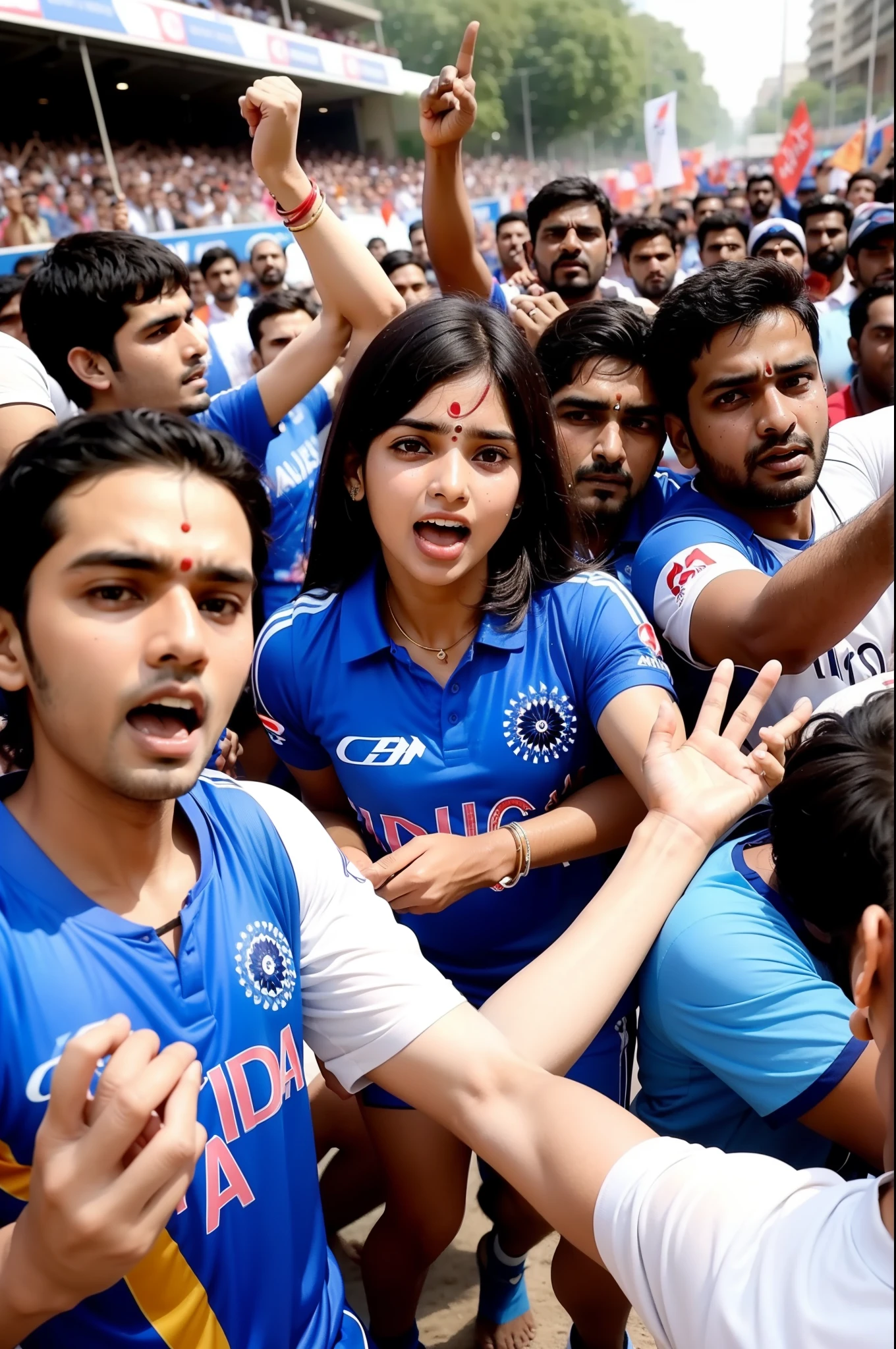 indian people cheering to indian cricket team