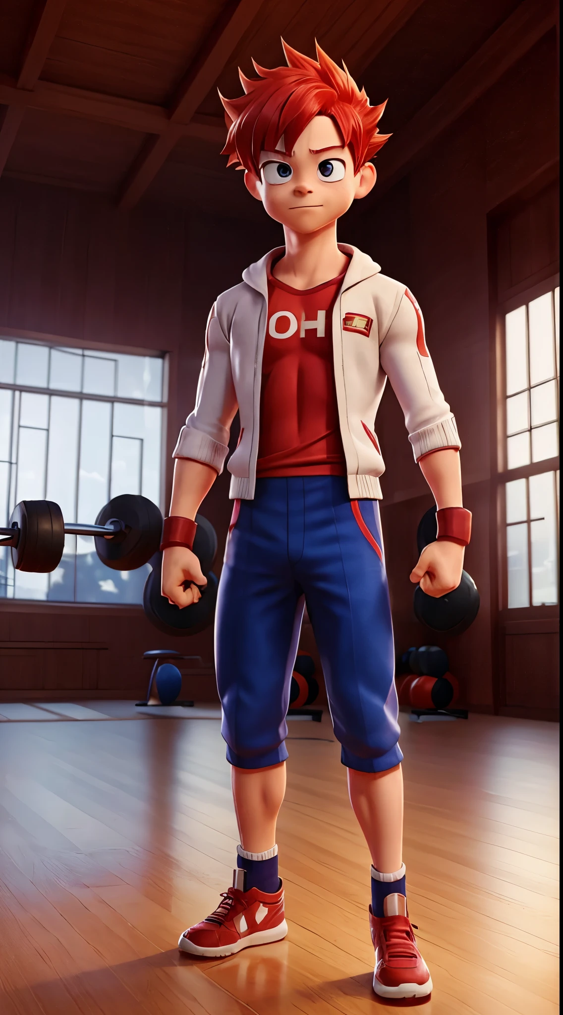 Football player lying on back, on a bench in locker room, half naked, legs are lifted up and ass is visible. Also abs and chest, he is ready to be fucked in ass. Realistic, blond, extremely muscular, sixteen years old