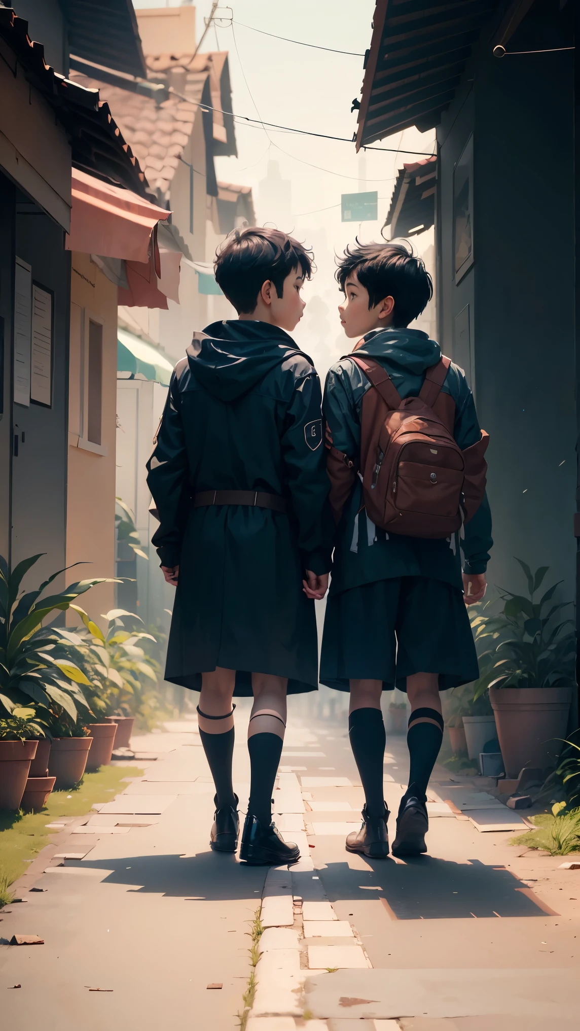 Two boys talking to each other