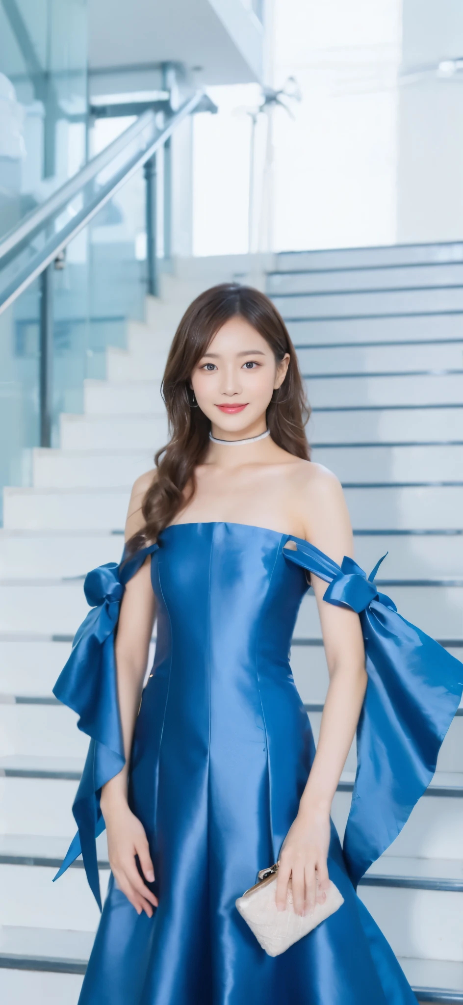 ((Masterpiece, Top image quality, high resolution、alone、skin shiny))(on the table, best quality, actual, super detailed, meticulous, high resolution, 8k wallpaper),huge breasts, Close-up portrait of a beautiful woman, like, smiling, light brown messy hair, Perfect dynamic composition, 美丽meticulous的眼睛, Just like the cover of a fashion magazine, on campus,Gorgeous costumes,hot stamping clothing,One of them is wearing a pink tulle dress,long black hair、8-year-old girl wearing pink bow hairpin sitting on the ground holding balloons,The white buds do not exceed the knees,girl'bedroom,pink girl'Room decoration。