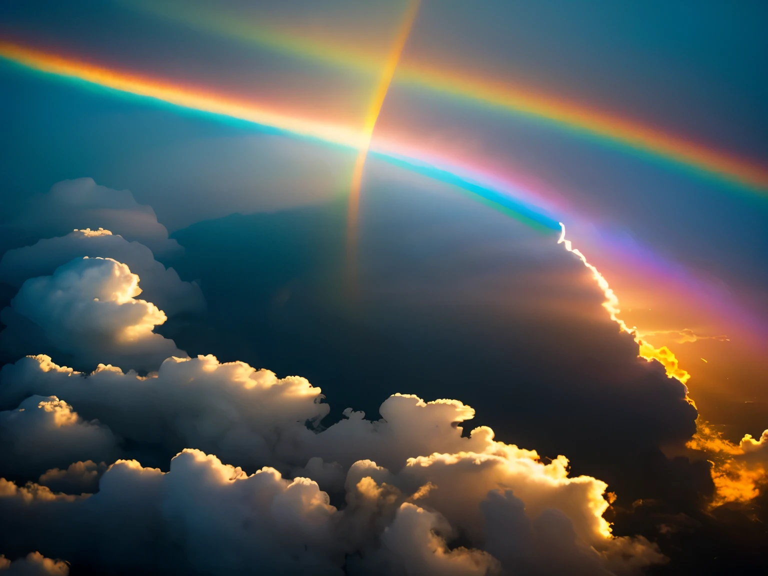 In the midst of ethereal clouds, a mystical Brocken Spectre emerges: a shadowy figure encircled by a halo of light, creating a mesmerizing optical illusion. This enchanting phenomenon is depicted in a stunning painting, capturing the intricacies of the spectral-like silhouette against the backdrop of billowing clouds. The Shadow Spectre's presence is eerily beautiful, with its form appearing both haunting and awe-inspiring. The artistry of this image is unparalleled, showcasing the glory of nature's mysterious phenomena in exquisite detail.