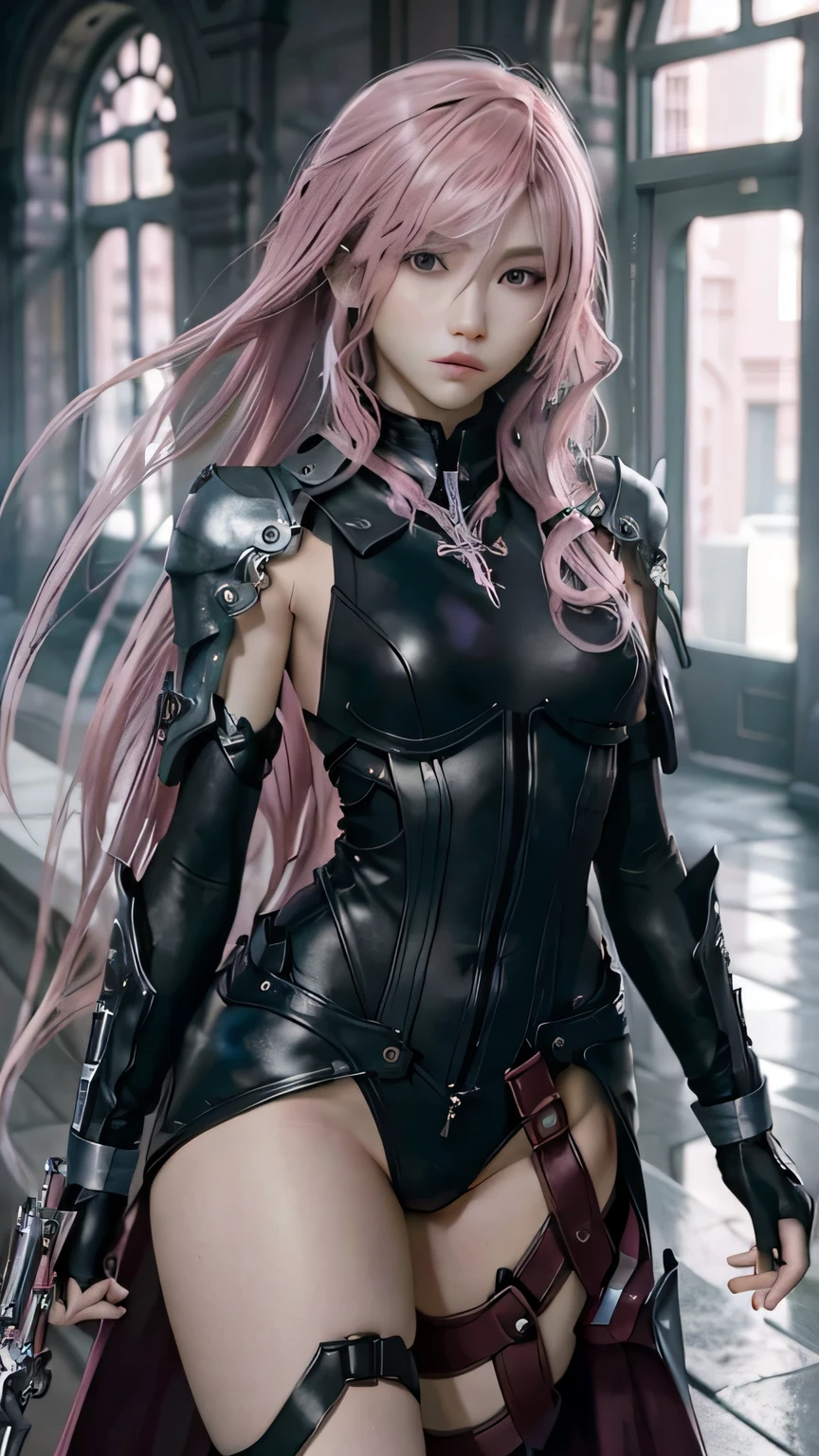 (masterpiece, highest quality:1.3)
1 girl, alone, long hair, pink hair、whole body、cool pose、black suit