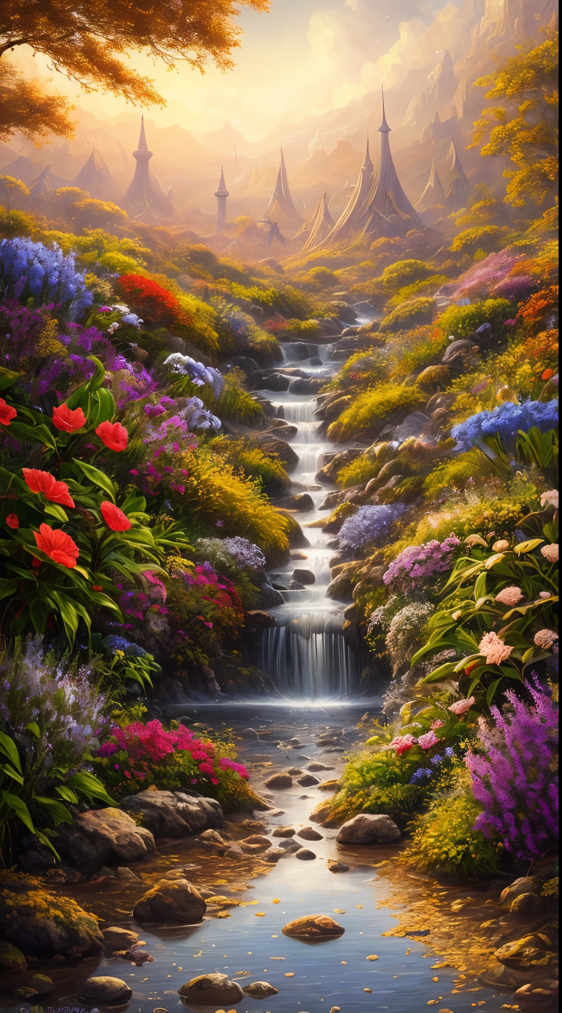 (best quality,masterpeace),(hyperdetailed colourful),
A cosmic garden of exotic alien flora and fauna
,perfect composition, best exposition, (golden ratio:1.2)
, hdr, dramatic,cinematic lighting, trending on artstation,trending on CGSociety, professional oil painting,immense detail,