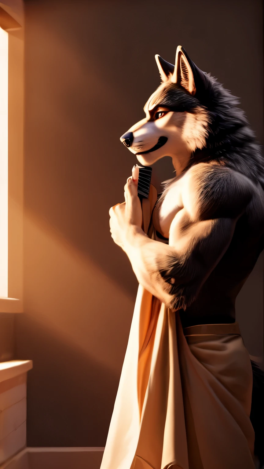 Wolf in a towel 