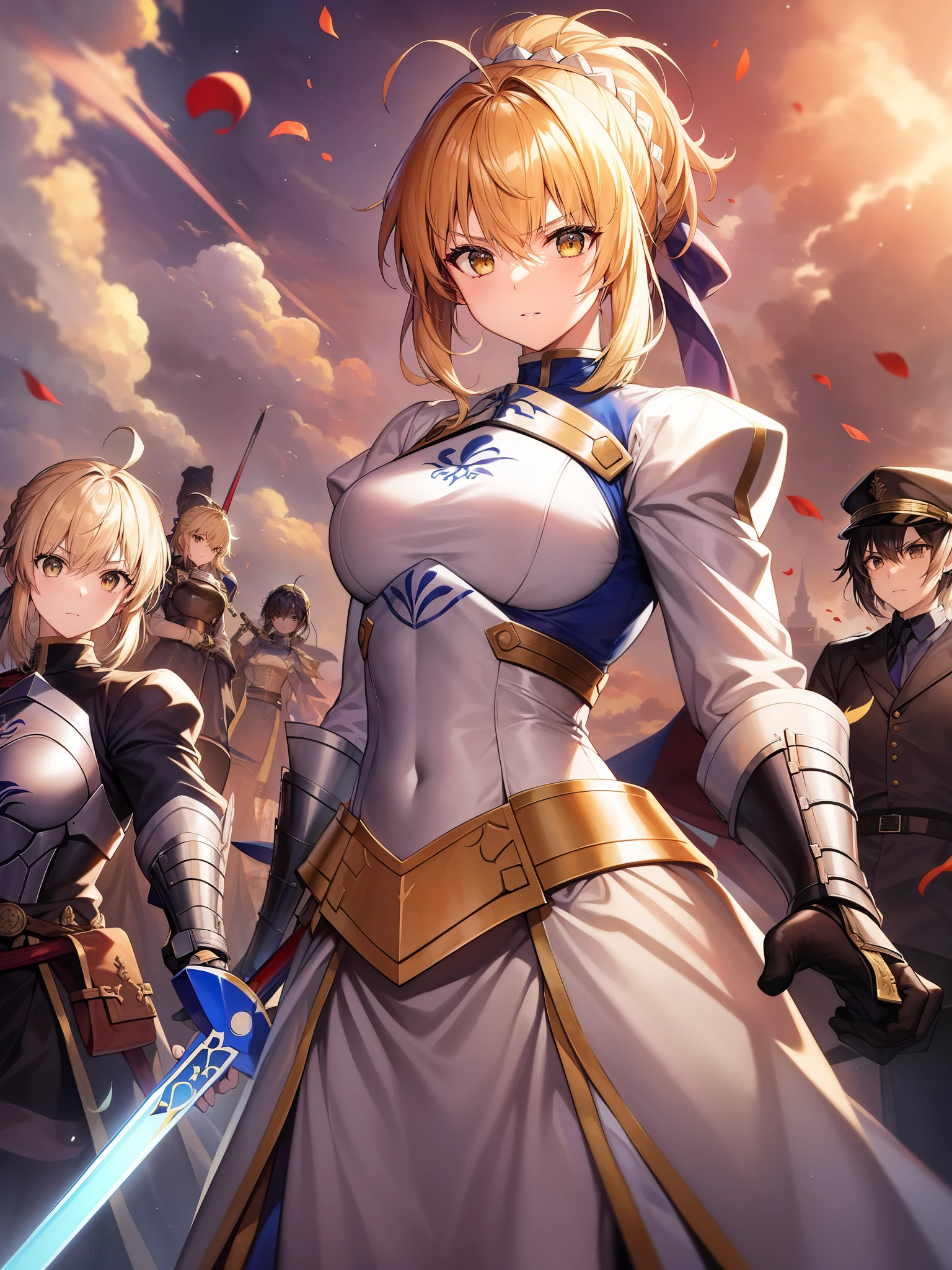 Fate/Grand/Order、solo、1 person、Saber、アルトリア・pendragon顔、Arthur pendragon、The Lion King、Thirteen restraints and liberation(Seal Thirteen)--Start of roundtable resolution(decision start)、Those who fight together must be brave.、Don't act on those who have a good heart、This battle is an honorable battle、Is it?、It's a fight to live、Is it?、It's a battle with someone stronger than yourself、Is it?、It's a one-on-one battle、Is it?、This is a fight against humanity.、Is it?、it's a fight for truth 、Is it?、It's not a battle with spirits 、Is it?、It's a fight against evil 、Is it?、It is a selfless fight 、Is it?、It's a battle to save the world、The Sword of Promised Victory、Holy Sword Excalibur、blonde、short hair、Wind King Barrier、A hero who punishes evil and respects good.、justice、The highest level of swordsmanship、Excellent ability to grasp the war situation、