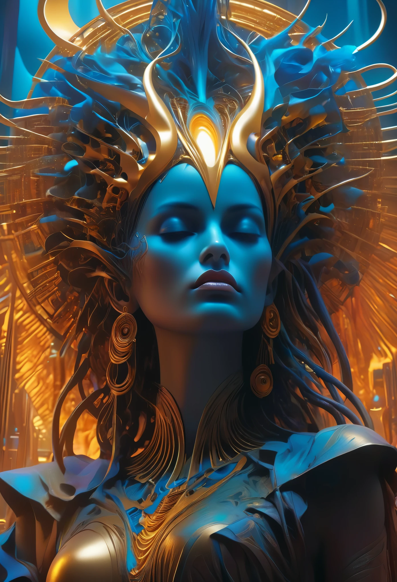 Beautiful woman wears colorful jewelry, sf, intricate artwork masterpiece, ominous, matte painting movie poster, golden ratio, trending on cgsociety, intricate, epic, trending on artstation, by artgerm, h. r. giger and beksinski, highly detailed, vibrant, production cinematic character render, ultra high quality model