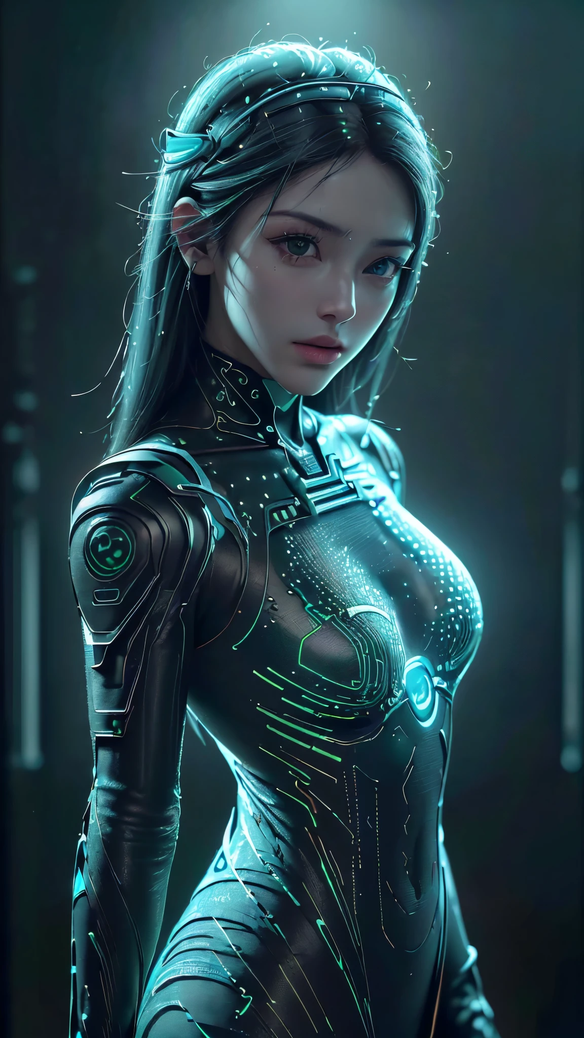 ((best quality)), ((master part)), (circunstanciado:1.4), ..3d, uma bela figura feminina cyberpunk com cabelos grossos, dentro, looking at an electronic screen, Pensando nos problemas, Parecendo focado, holding an electronic pen in your hand, Dentro da nave espacial, (((photo in seven dimensions)), (Full-cover electronic leather clothing), luminescence, light particles, (((brilhar)), energia pura caos anti-tecnologia, HDR (high dynamic range), (alto contraste claro e escuro), ray tracing, NVIDIA RTX, Super-Resolution, irreal 5, Subsurface scattering, PBR Texturing, Post-processing, anisotropic filtering, Profundidade de campo, Maximum clarity and sharpness, Texturas multicamadas, Mapas de Albedo e Especular, surface shading, Precise simulation of light-material interactions, perfectly proportions, octan render, Two-tone lighting, grande abertura, ISO baixo, White balance, rule of thirds, 8K BRUTO