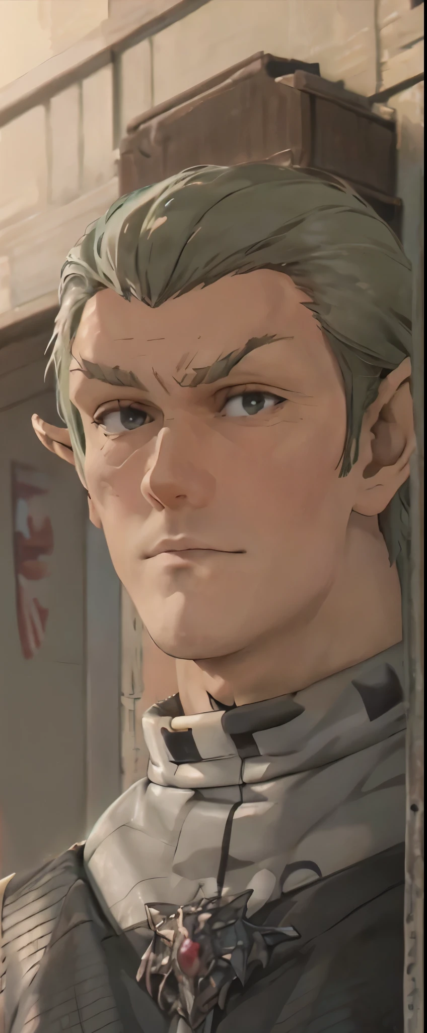 masterpiece high quality best quality wz_sousou_no_frieren_style vibrant romulan male pointy eyebrows pointy ears forehead ridge 