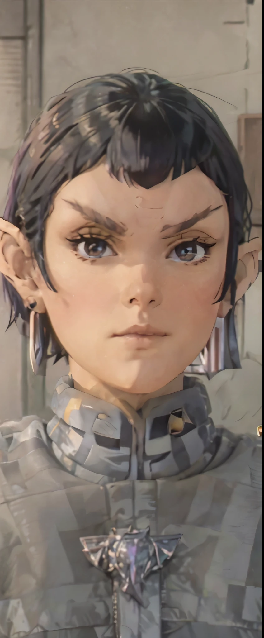 masterpiece high quality best quality wz_sousou_no_frieren_style vibrant romulan female pointy eyebrows pointy ears forehead ridge
