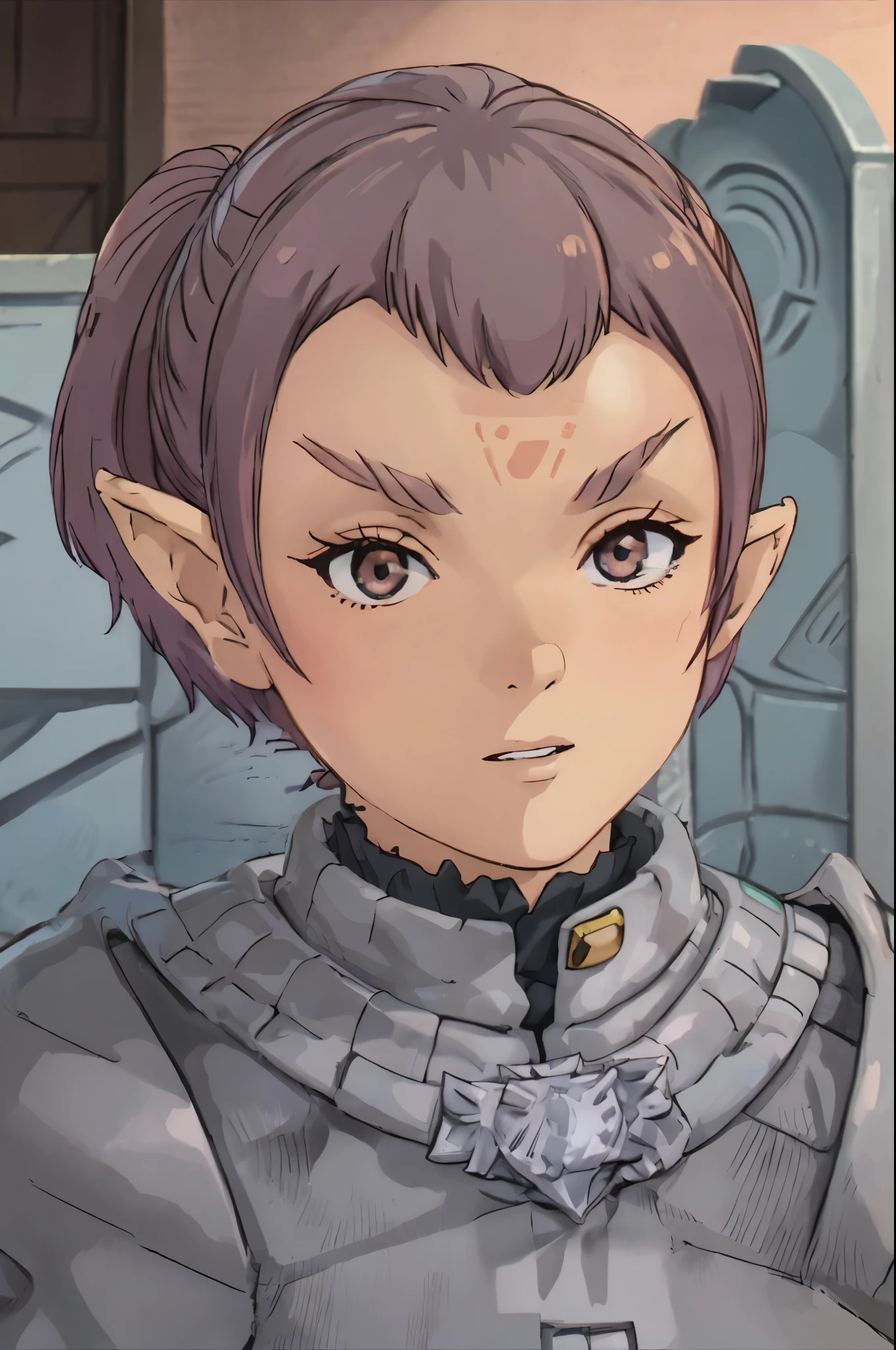 masterpiece high quality best quality wz_sousou_no_frieren_style vibrant romulan female pointy eyebrows pointy ears forehead ridge 