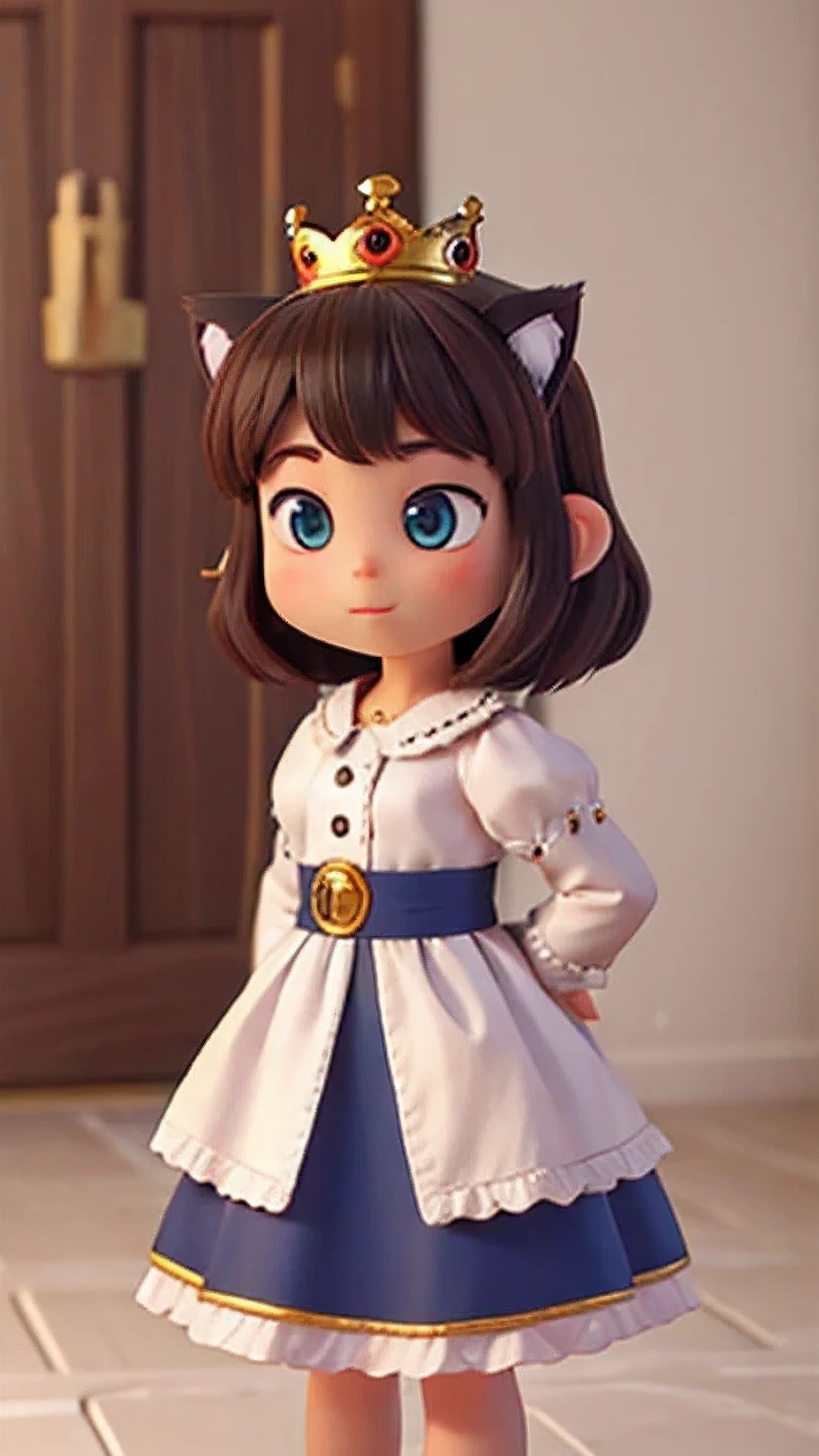 a little cat, a crown on its head