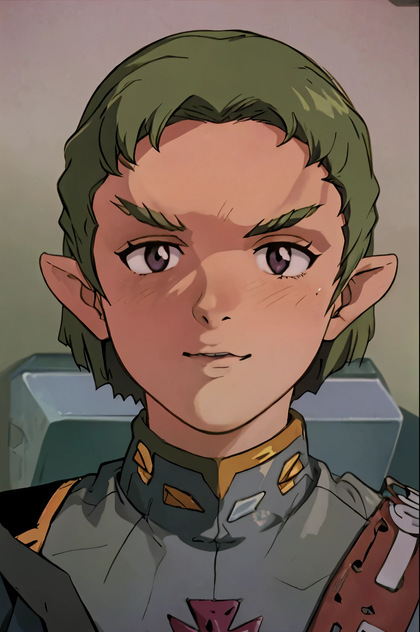 masterpiece high quality best quality evangelion anime style vibrant romulan female pointy eyebrows pointy ears forehead ridge