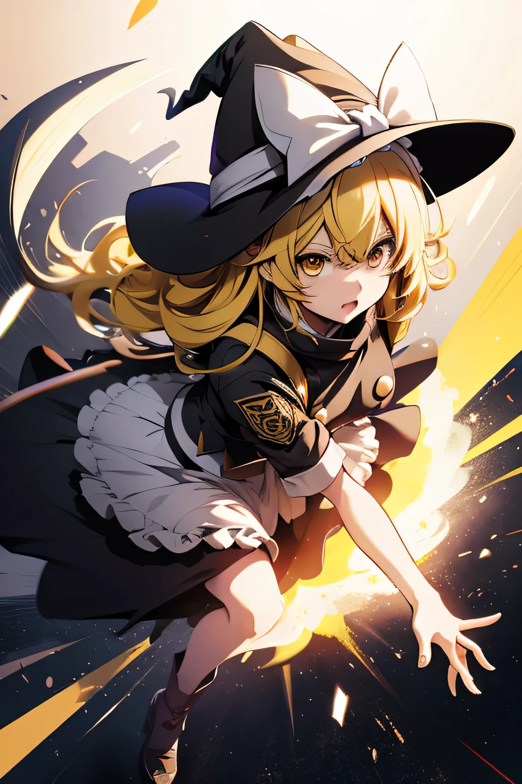 alone、kirisame marisa、yellow hair、yellow eyes、witch hat、High resolution