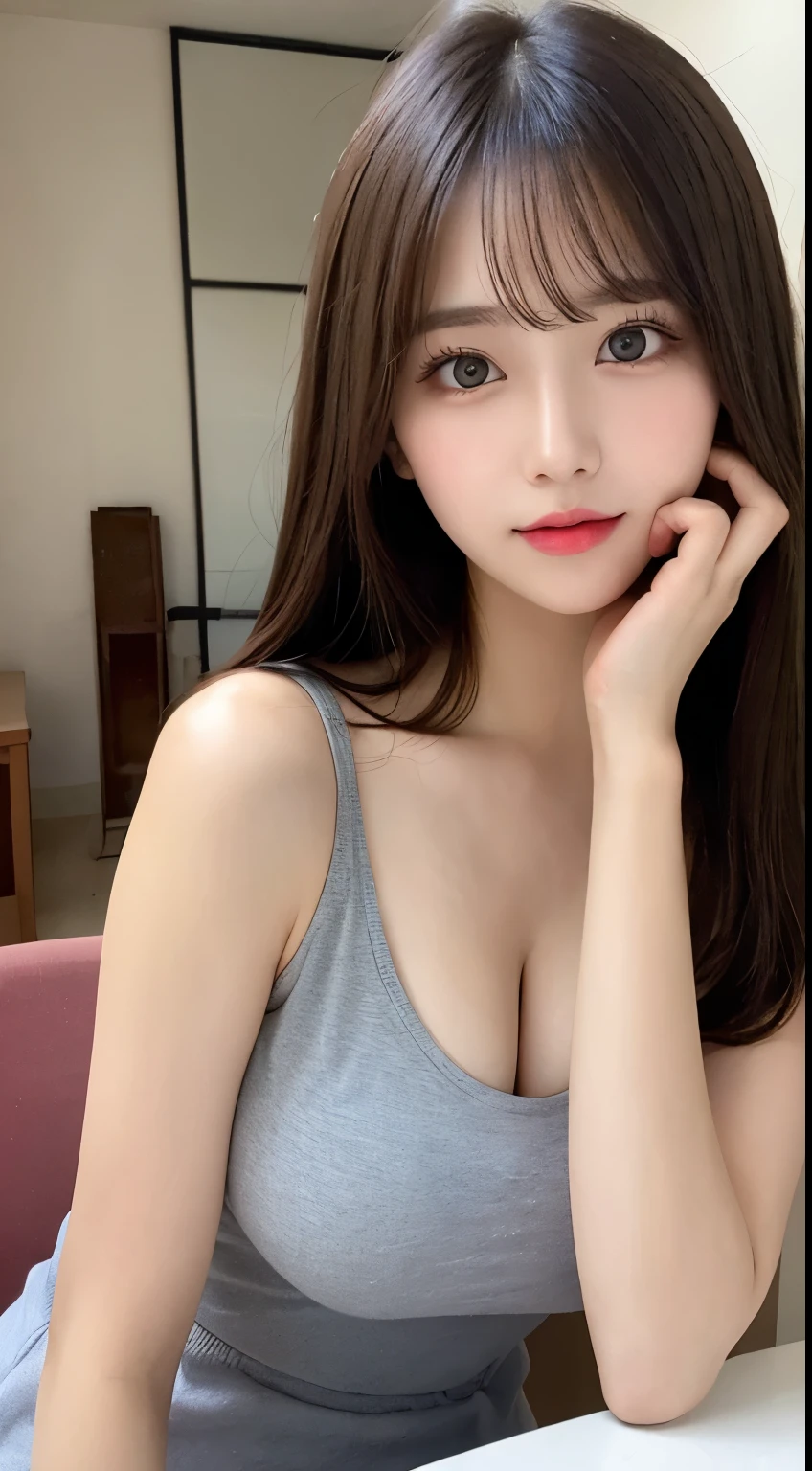 table top, highest quality, shape, Super detailed, finely, High resolution, 8k wallpaper, 完璧なダイナミックな構shape, beautiful and detailed eyes, gorgeous spring clothes,beautiful straight hair,small breasts,natural color lip, bold sexy pose,smile、20 year old girl、cute、sexy shot looking at camera,Always blur the background,perfect and beautiful face,Take only the face,beautiful and detailed face、slim face and style,Big eyes、do gal makeup,real photos(best image quality)、sexy face