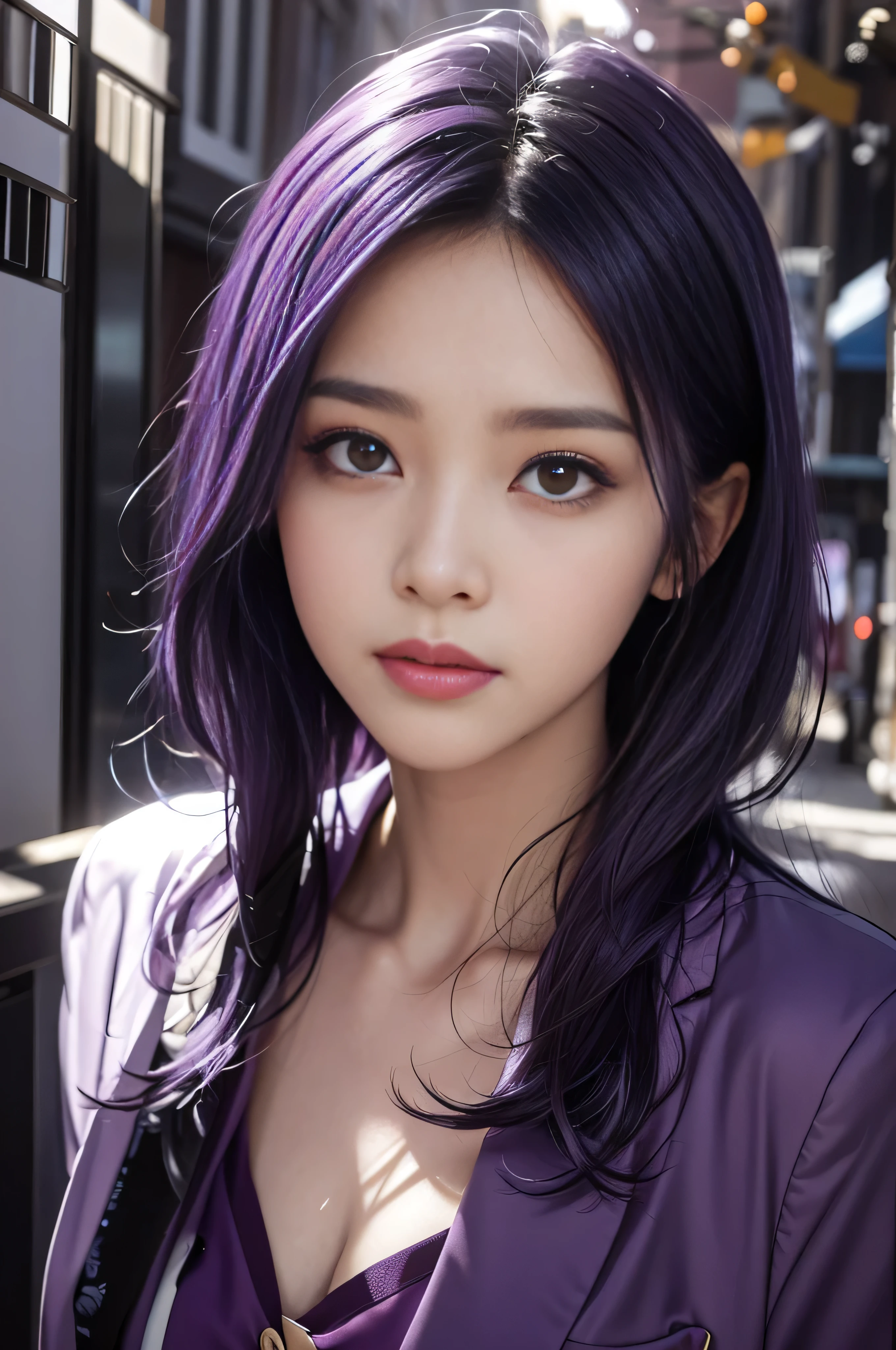 purple hair、purple hair