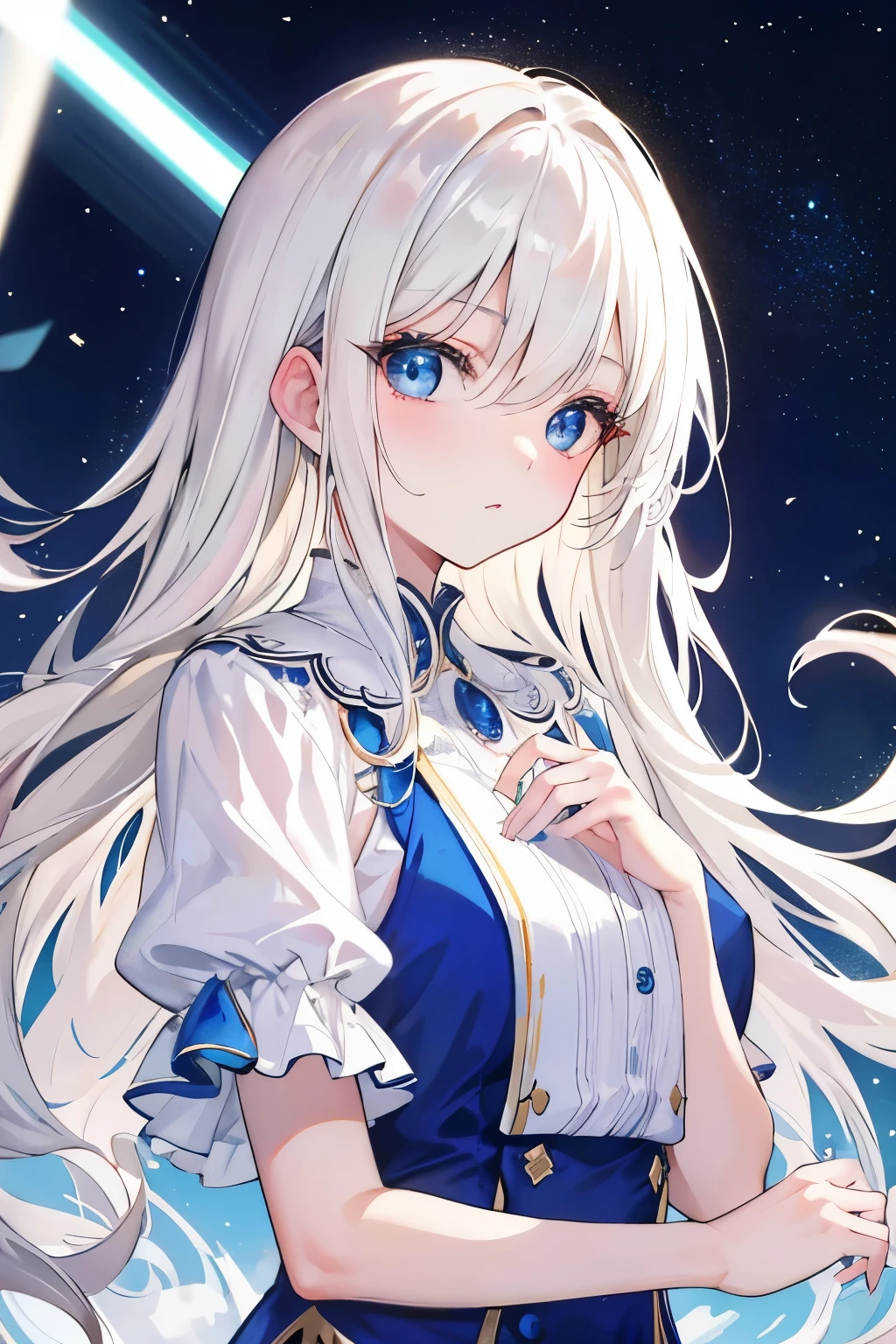 gorgeous, Skin is firm and shiny, bangs between eyes, Shiny straight beautiful platinum blonde, Silky extra long straight hair, Eyeliner, Sexy beautiful innocent , HD big big beautiful bright blue eyes, beautiful cute girl, baby face, sve