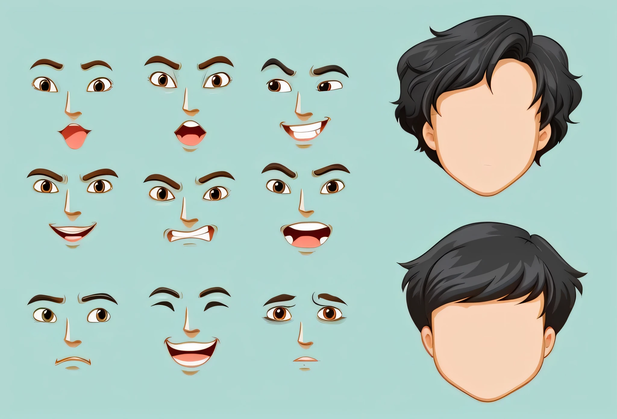 a set of cartoon faces with different expressions, detailed facial expression, detailed facial expressions, facial expressions, realistic facial expression, face variations, expressive facial features, different expression, symetrical faces, micro expressions, facial expression, expressions, realistic faces and expressions, facial features ), facial features), character faces, with detailed facial features, detailed realistic expressions, detailed expressive faces