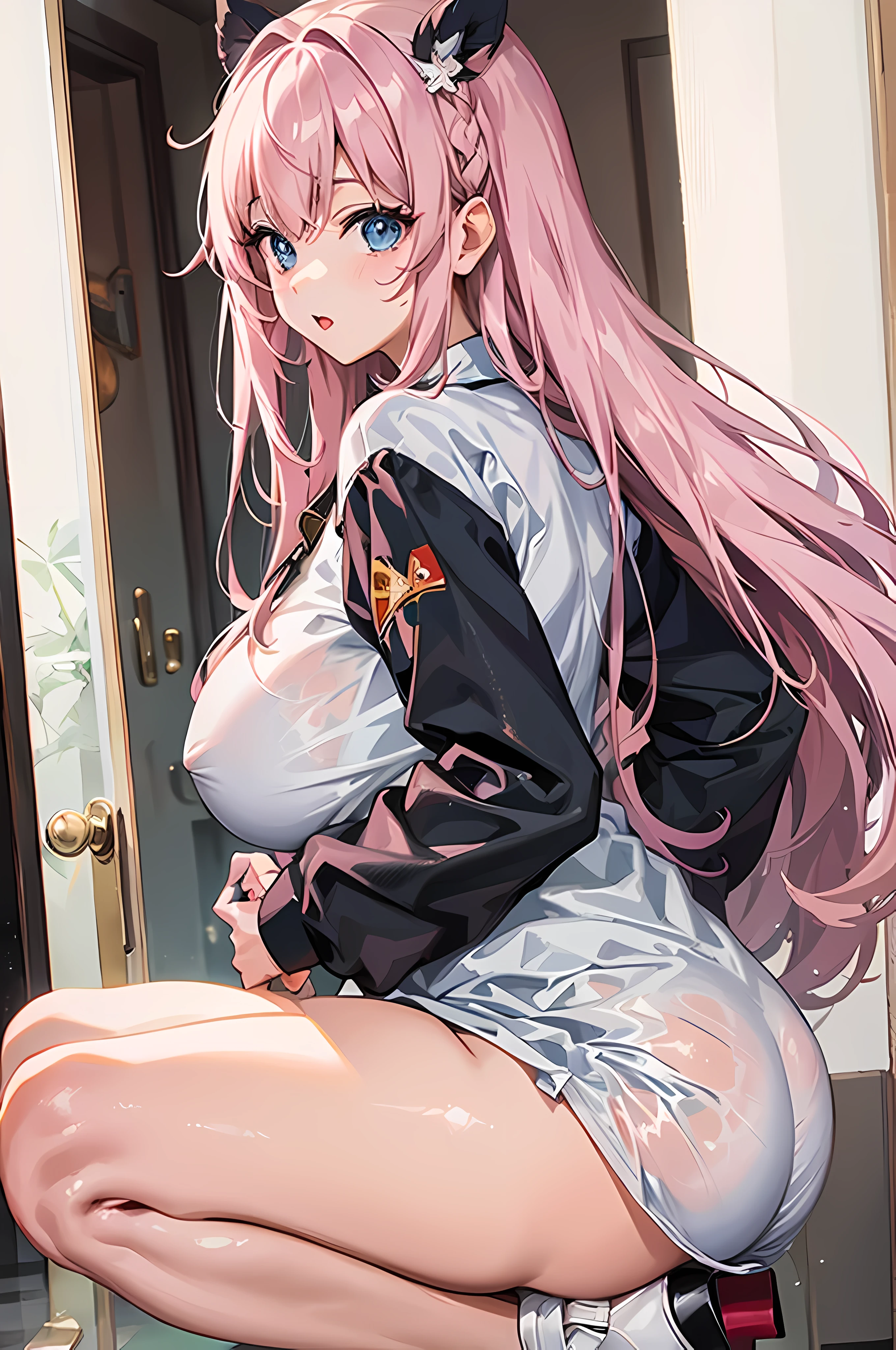 Glossy skin、beautiful girl、cute、big breasts 、Clothes、light colored hair