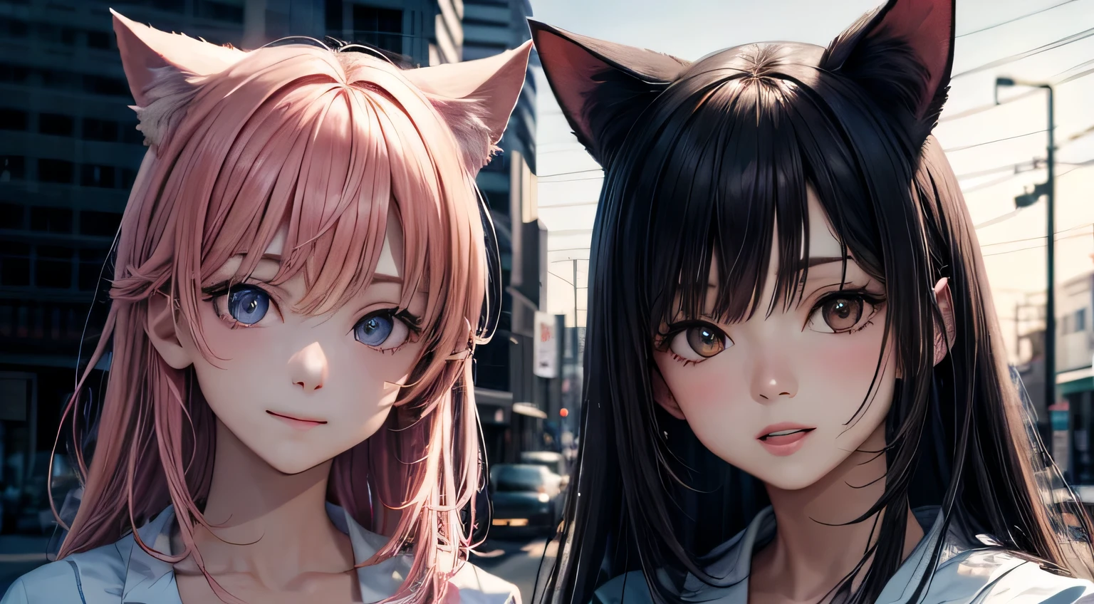The upper part of the body。Little wolf ears。Infinitely female、Short red hair、red eyes glowing、Beautiful skins、femele、Cute and attractive、Like a schoolgirl in Japan、Detailed and realistic incarnations。