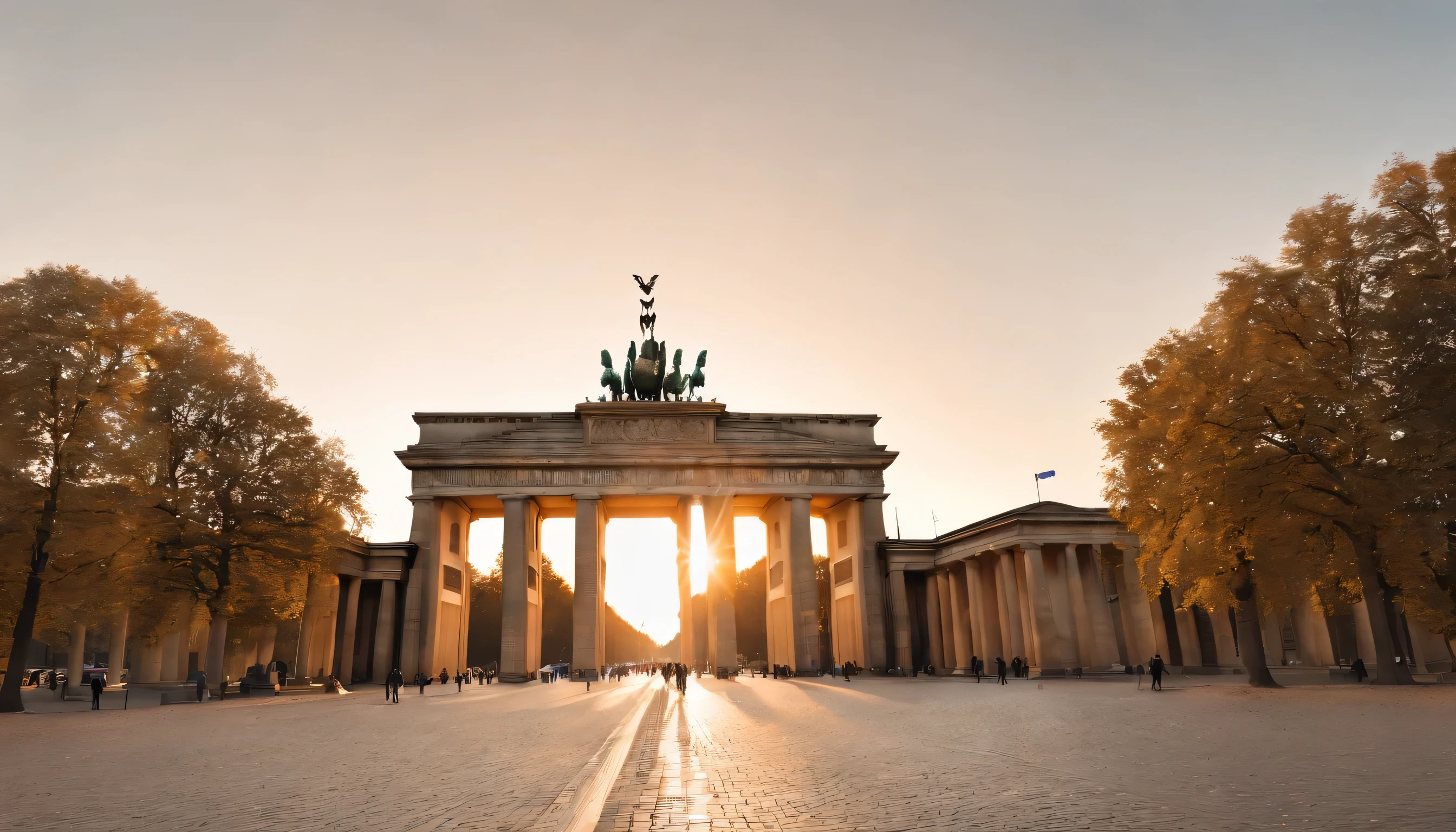 (Highly detailed CG Unity 8k wallpaper、masterpiece、highest quality、Super detailed)、(best lighting、best shadow、very delicate and beautiful)、highest quality、8k、Detailed facial depiction、masterpiece、highest quality、clear image quality、
Landscape of the Brandenburg Gate in Berlin and the remains of the Berlin Wall。