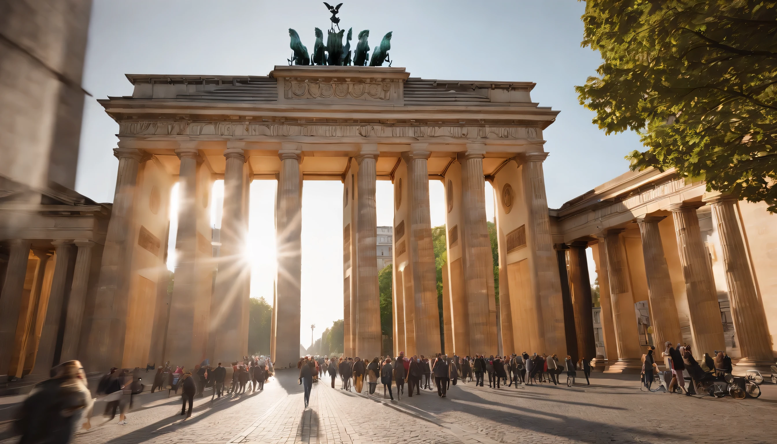 (Highly detailed CG Unity 8k wallpaper、masterpiece、highest quality、Super detailed)、(best lighting、best shadow、very delicate and beautiful)、highest quality、8k、Detailed facial depiction、masterpiece、highest quality、clear image quality、
Landscape of the Brandenburg Gate in Berlin and the remains of the Berlin Wall。