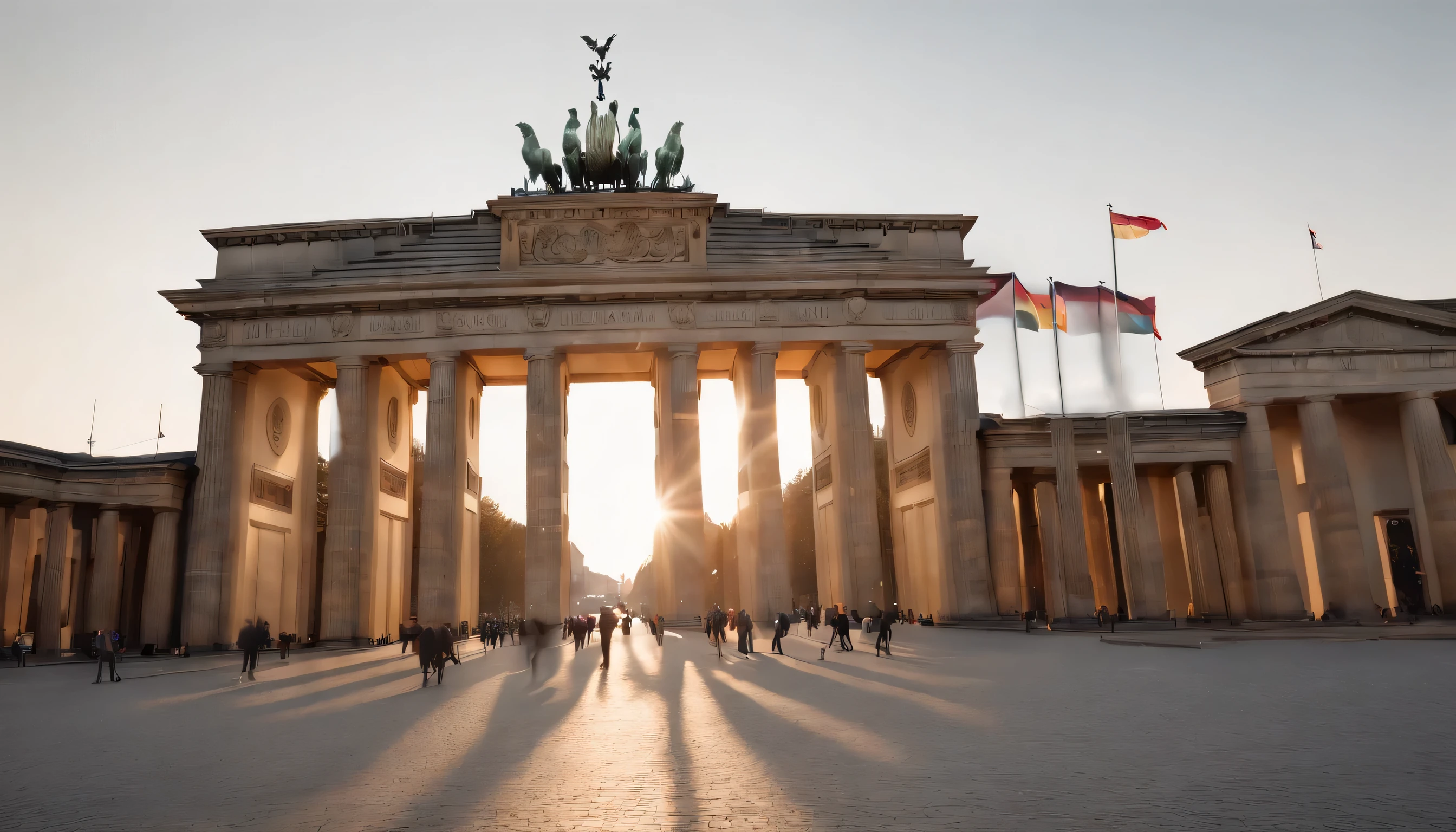 (Highly detailed CG Unity 8k wallpaper、masterpiece、highest quality、Super detailed)、(best lighting、best shadow、very delicate and beautiful)、highest quality、8k、Detailed facial depiction、masterpiece、highest quality、clear image quality、
Landscape of the Brandenburg Gate in Berlin and the remains of the Berlin Wall。